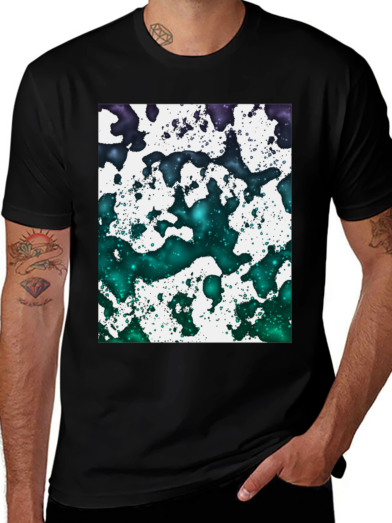 Variant 25 of Galaxy Splash Tee - Stylish Men's Black Cotton T-Shirt