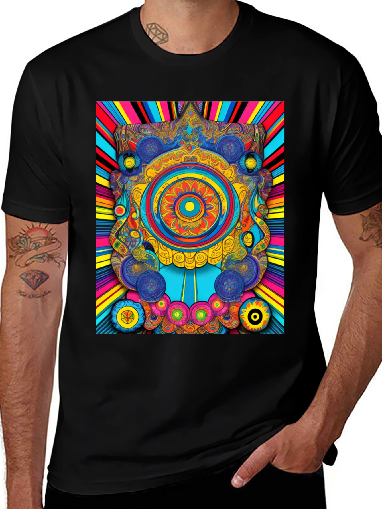 Variant 30 of Psychedelic Mandala Graphic Tee - Vibrant Art T-Shirt