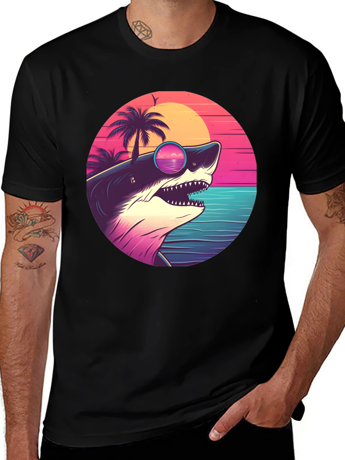 Variant 17 of Retro Shark Tee - Beach Vibes