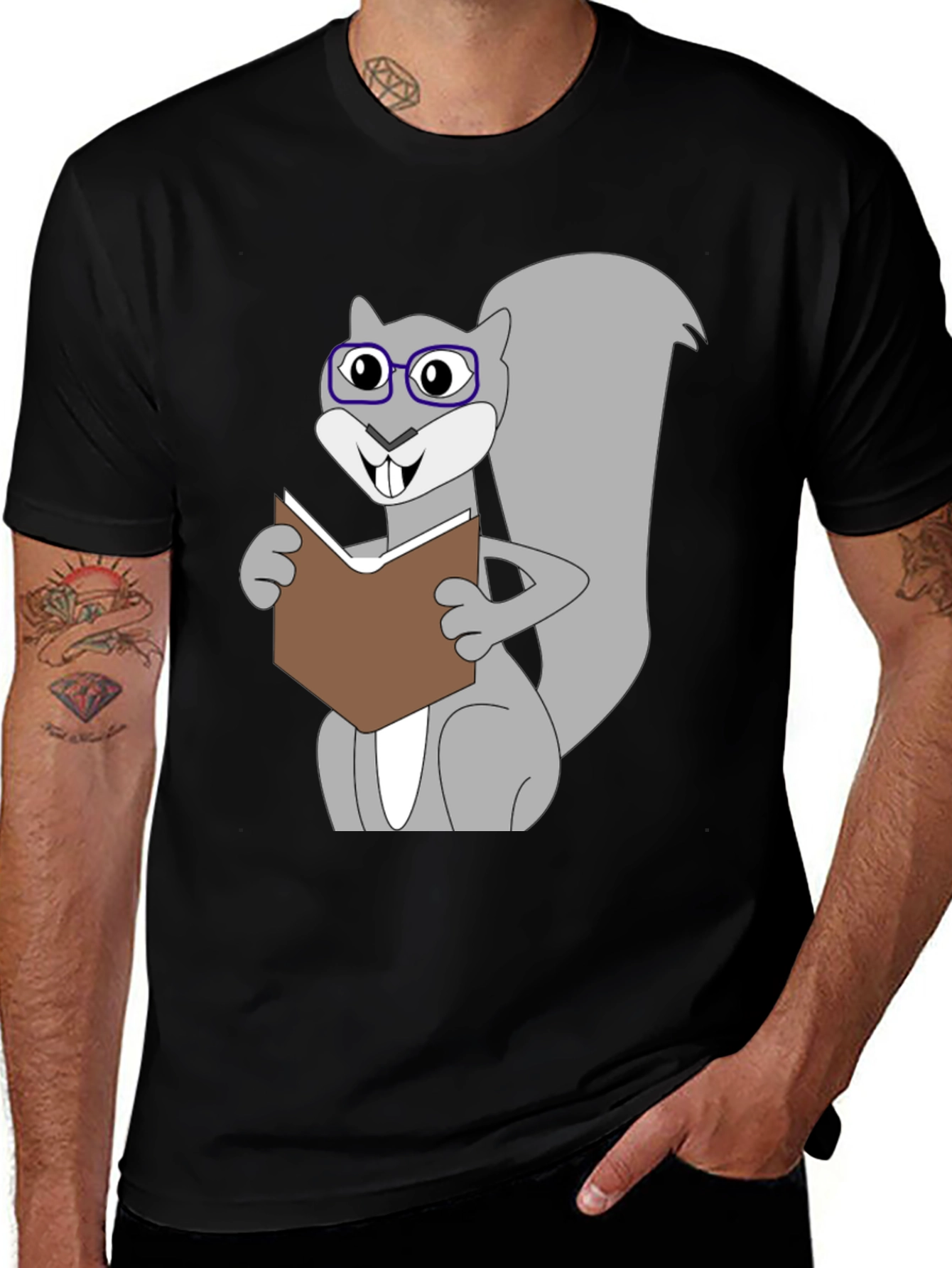 Variant 28 of Funny Squirrel Reading Book Graphic T-Shirt