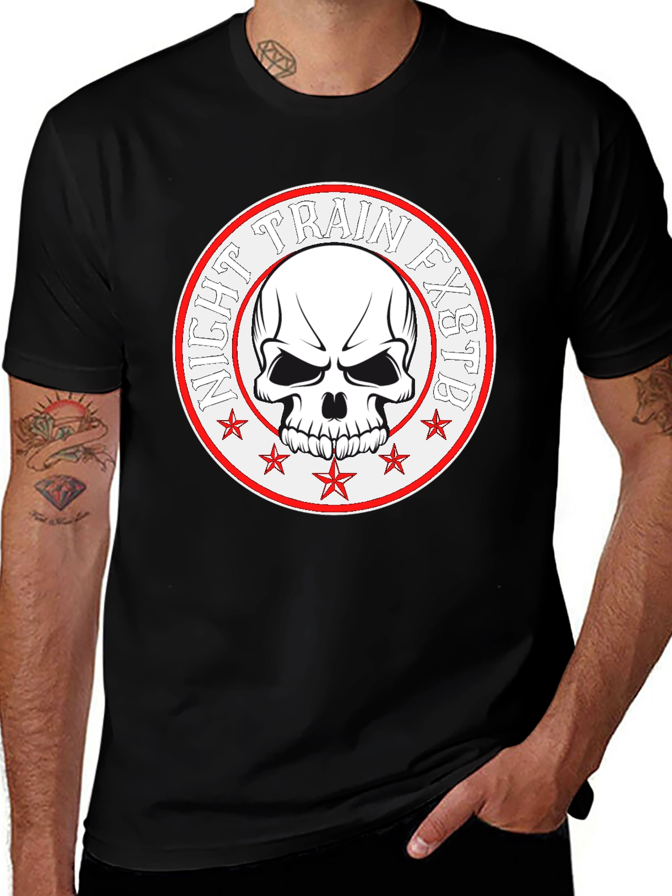 Variant 23 of Night Train FXSTB Skull Graphic T-Shirt