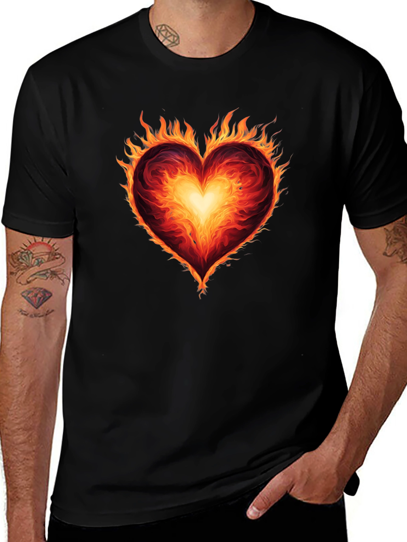 Variant 5 of Flaming Heart Graphic T-Shirt