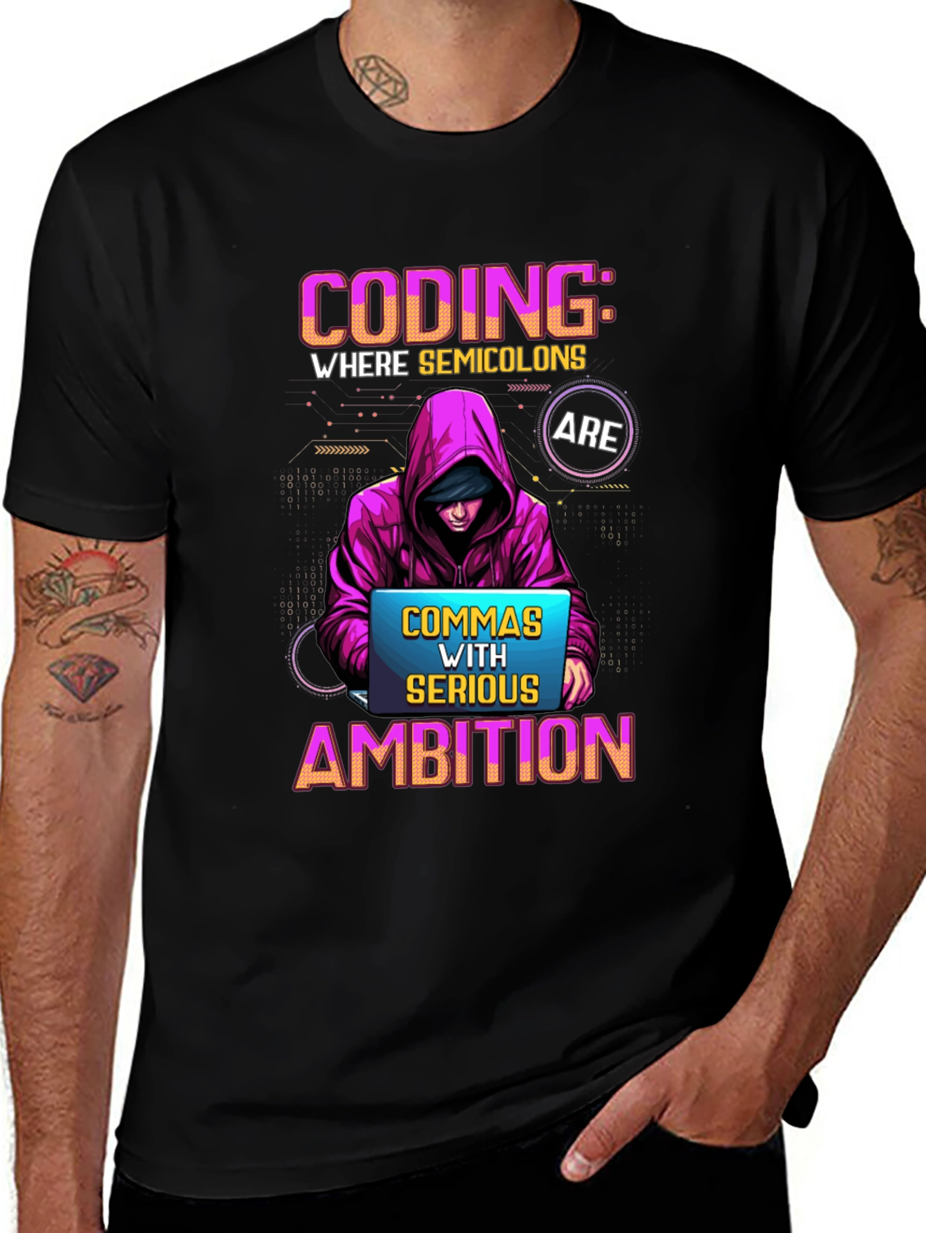 Variant 10 of Coding Humor T-Shirt: Commas with Ambition