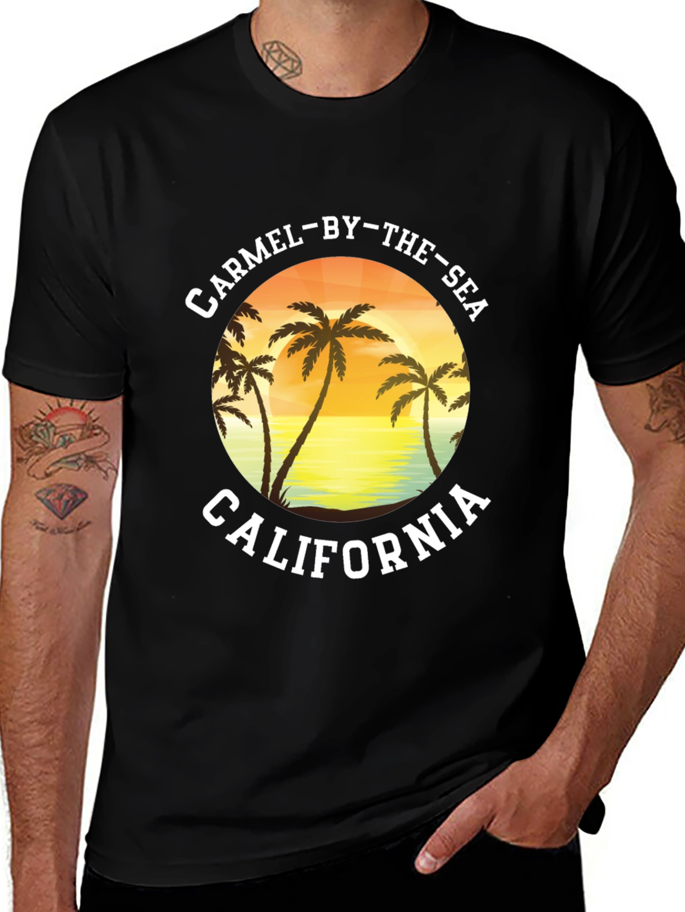 Variant 28 of Carmel-by-the-Sea California Palm Tree Graphic Tee