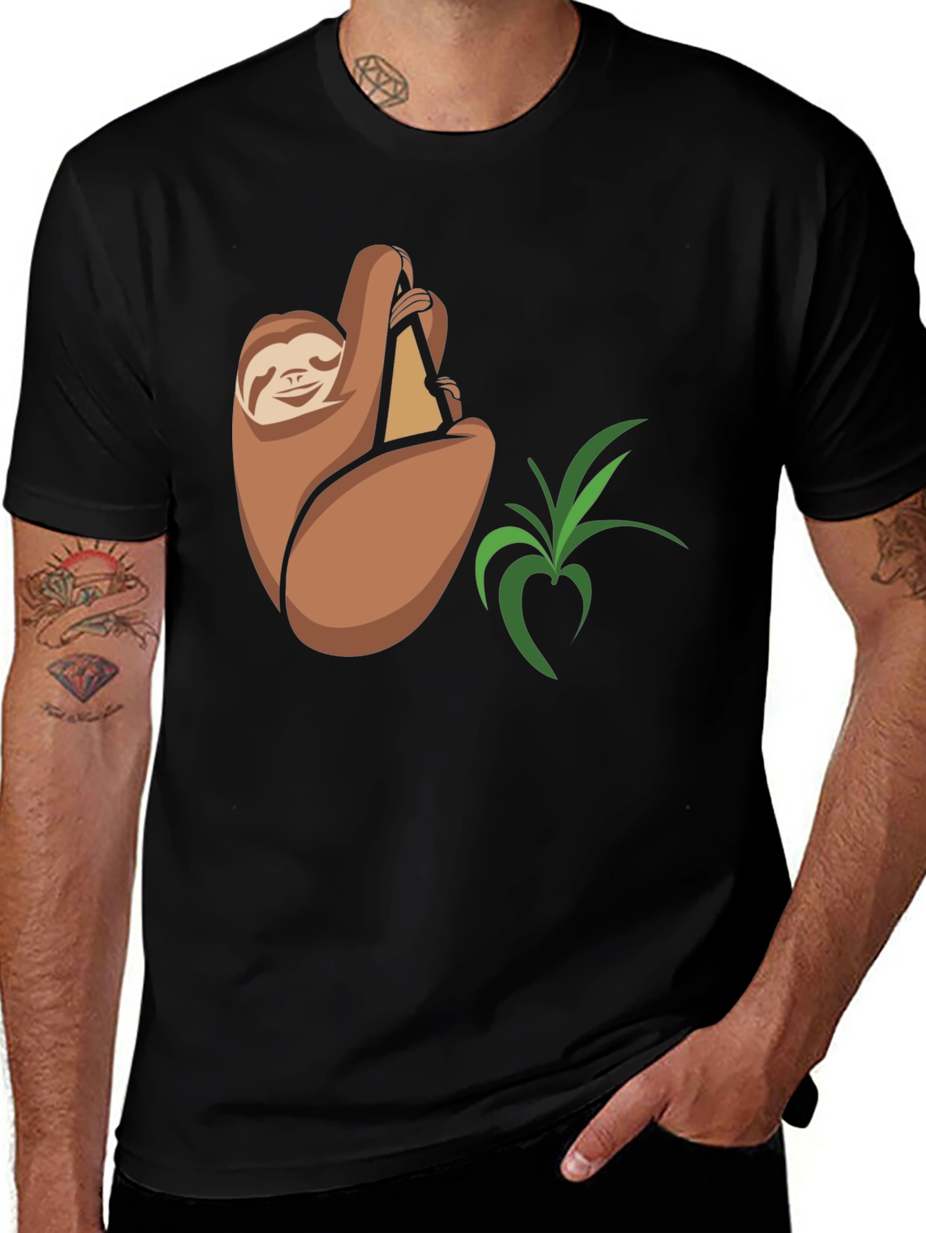 Variant 15 of Sloth Snack Black T-Shirt