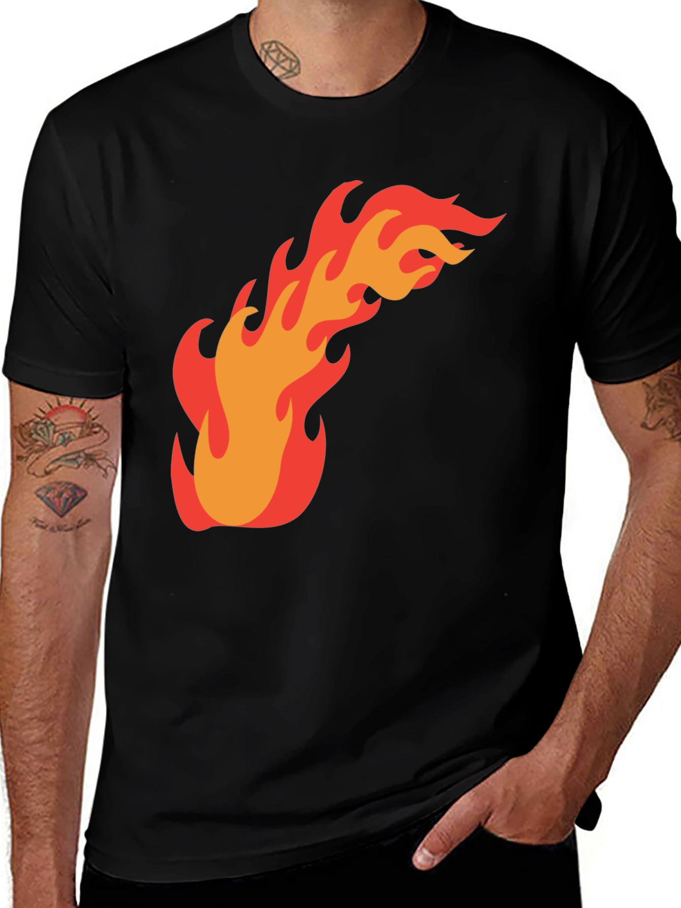 Variant 27 of Flame Graphic Black T-Shirt - Bold Design