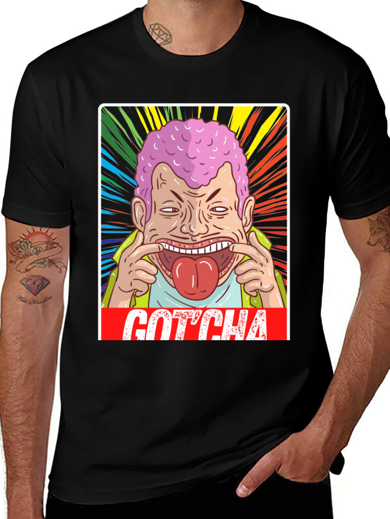 Variant 3 of Gotcha! Graphic Print Black T-Shirt