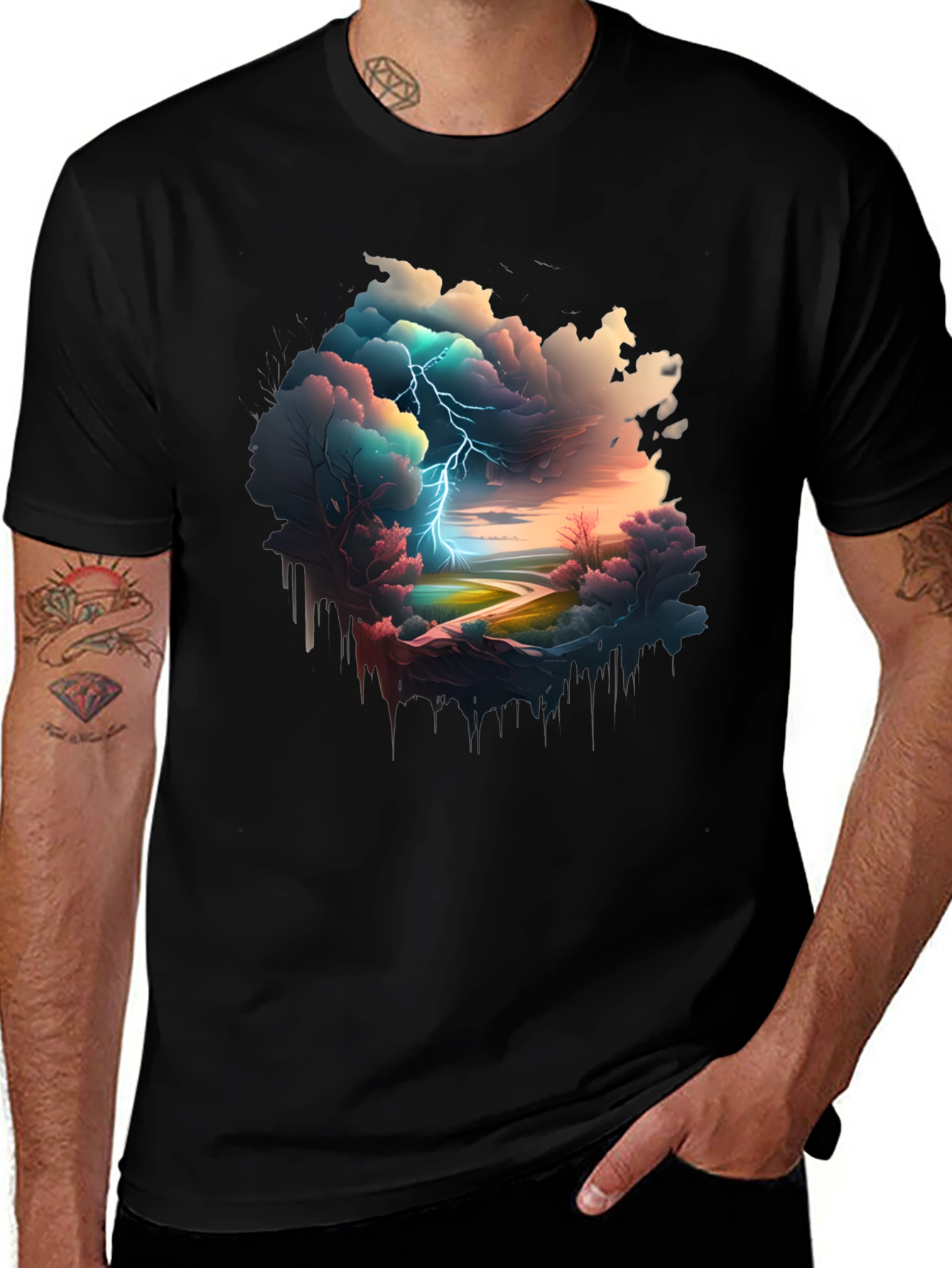 Variant 18 of Stormscape Graphic Tee - Unique Design