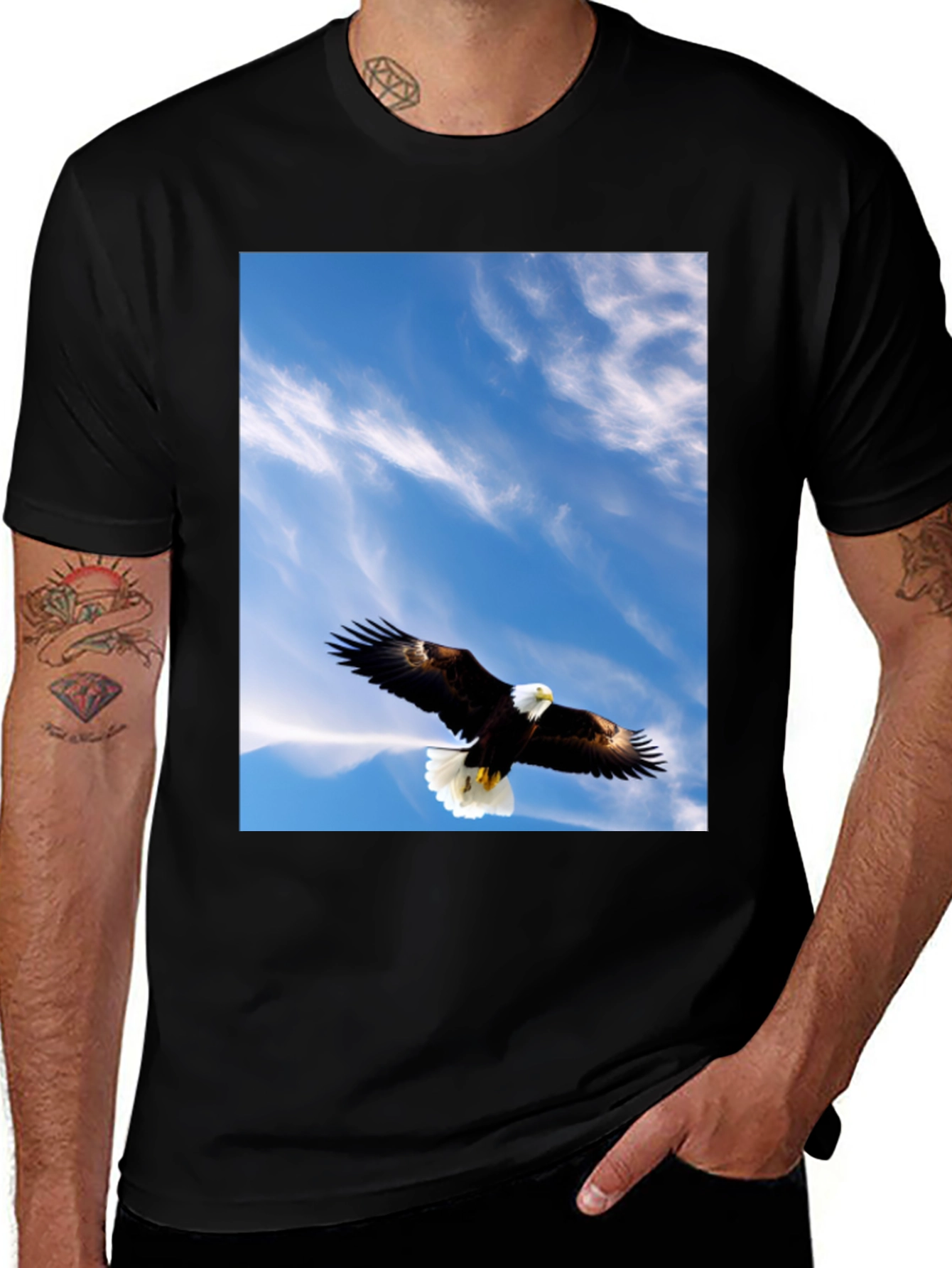 Variant 29 of Eagle Sky Graphic Tee - Men's Black T-Shirt