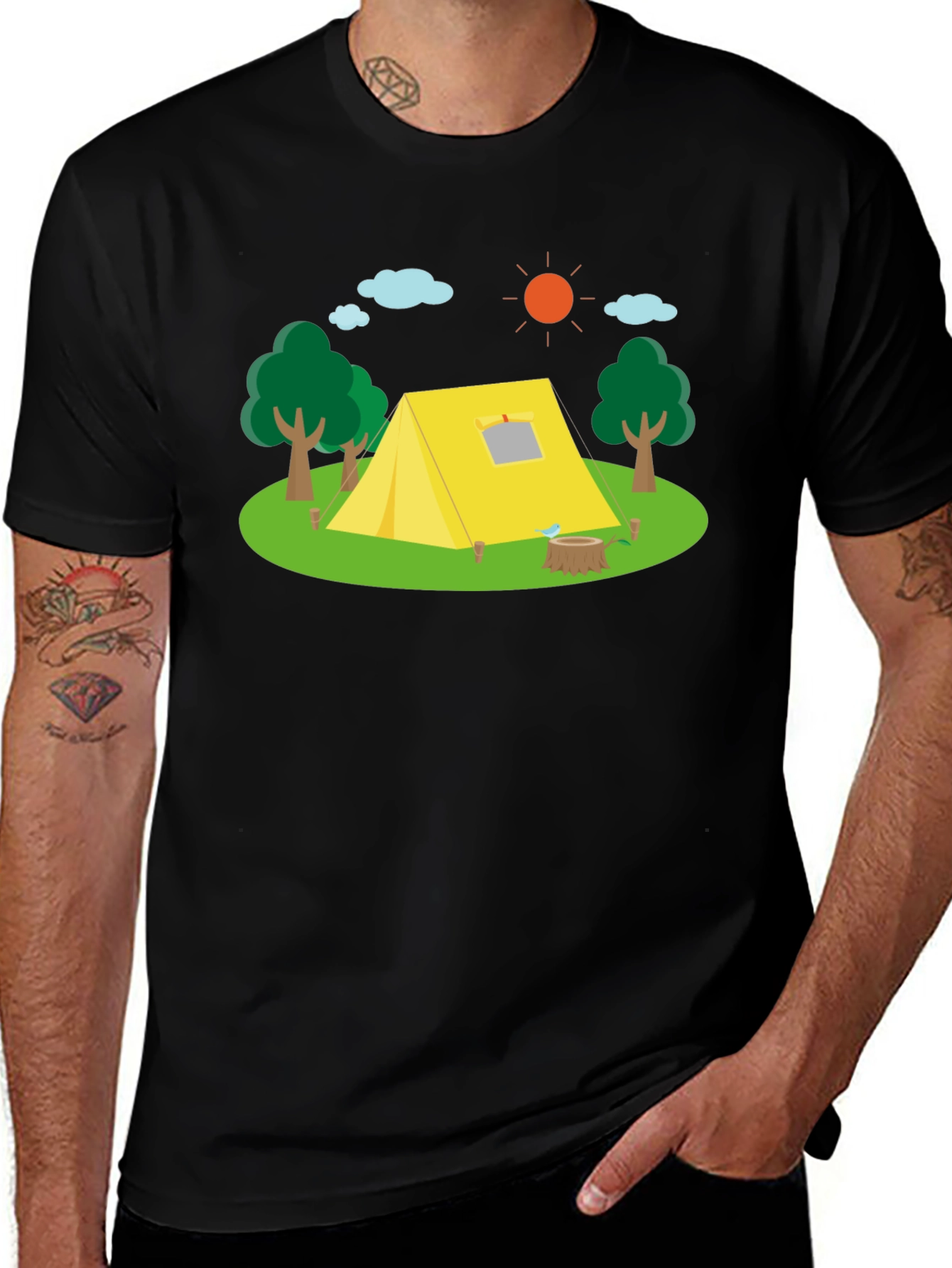 Variant 12 of Camping Scene Black T-Shirt