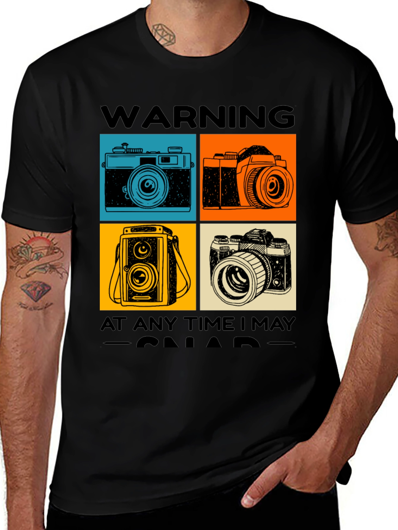 Variant 17 of Warning May Snap T-Shirt - Camera Graphic Tee