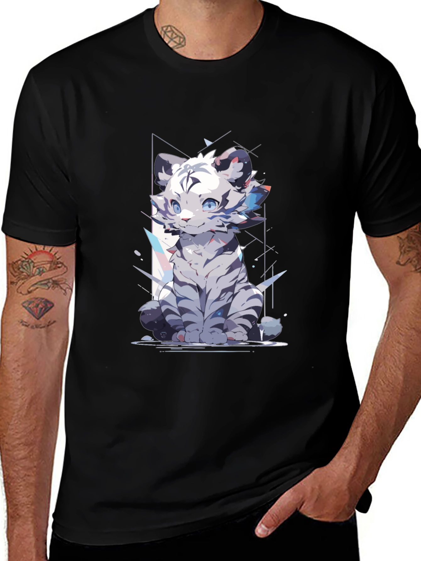 Variant 26 of Anime White Tiger Graphic Tee - Stylish Streetwear