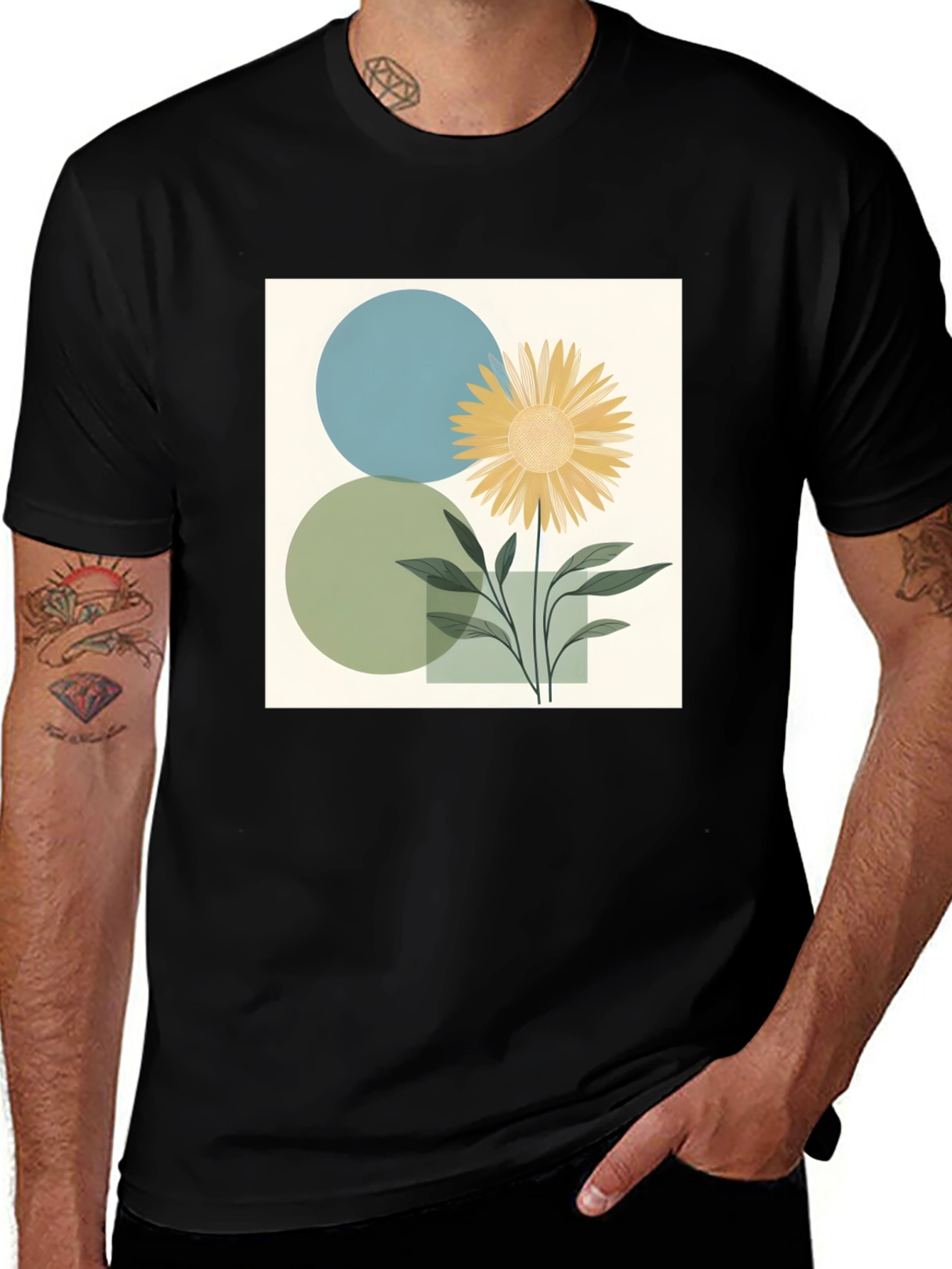 Variant 17 of Abstract Sunflower Graphic Tee - Modern Design