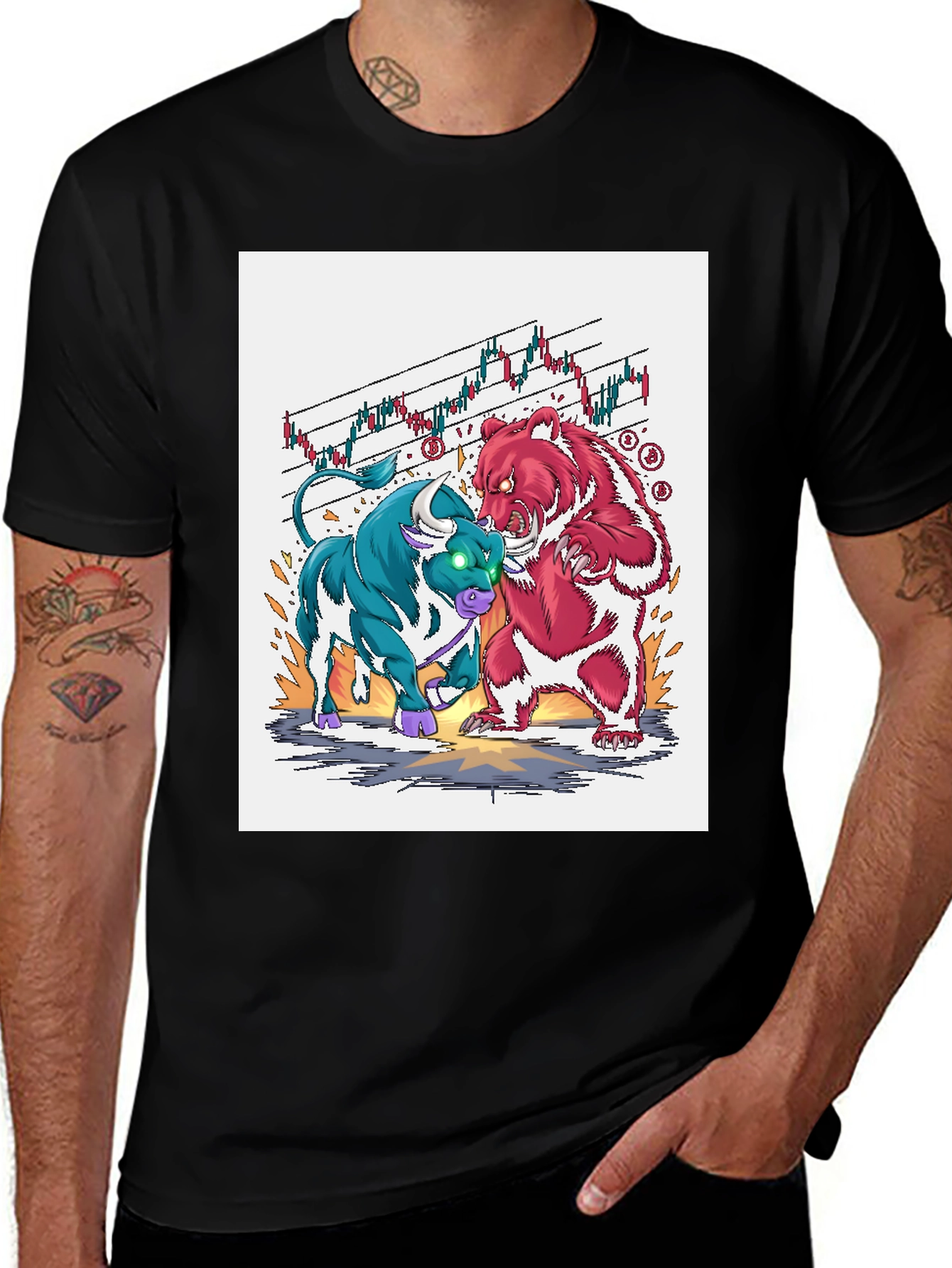 Variant 6 of Bull vs Bear Market T-Shirt - Investor Graphic Tee
