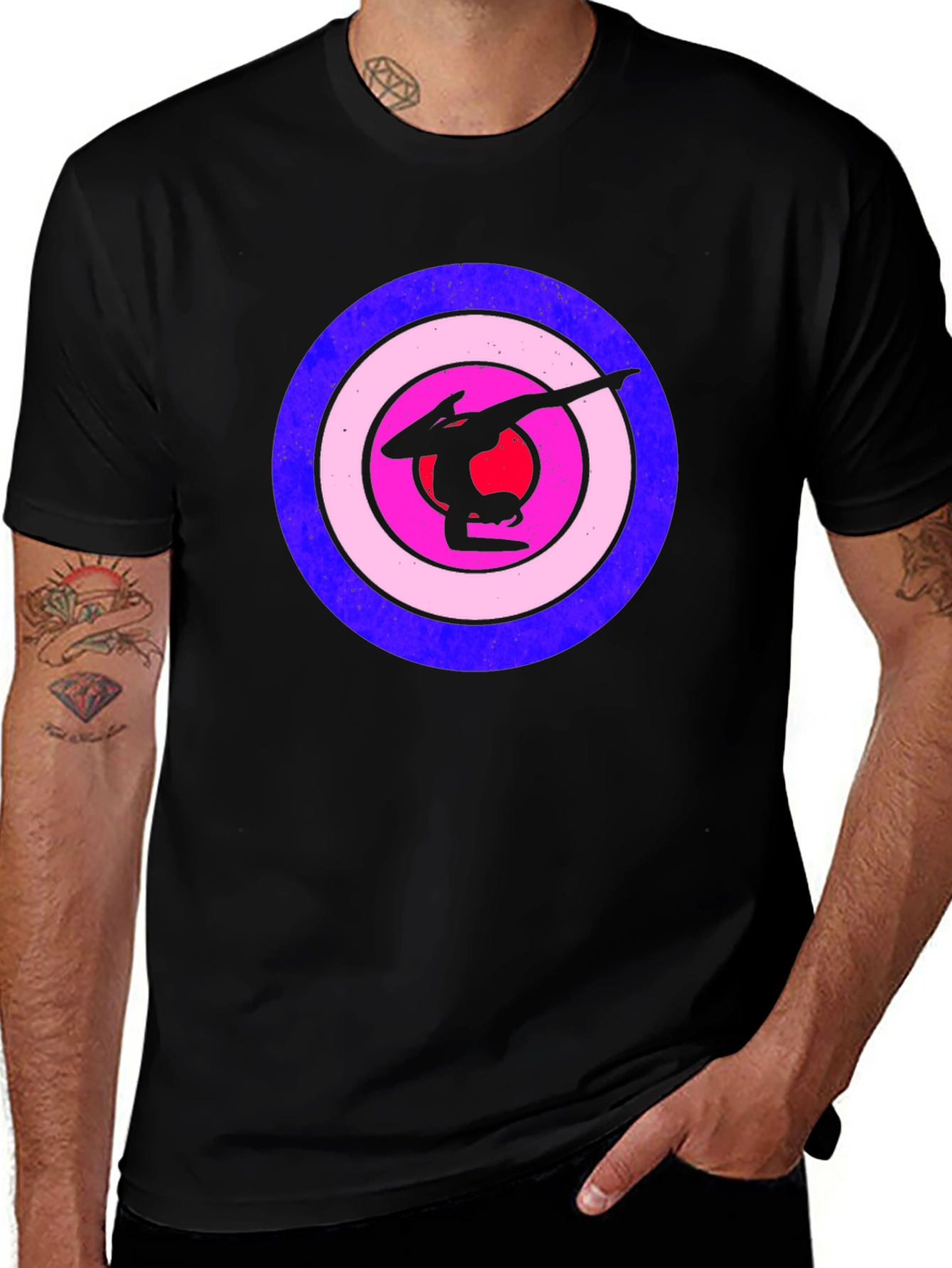 Variant 21 of Target Practice: Black T-Shirt with Graphic Design
