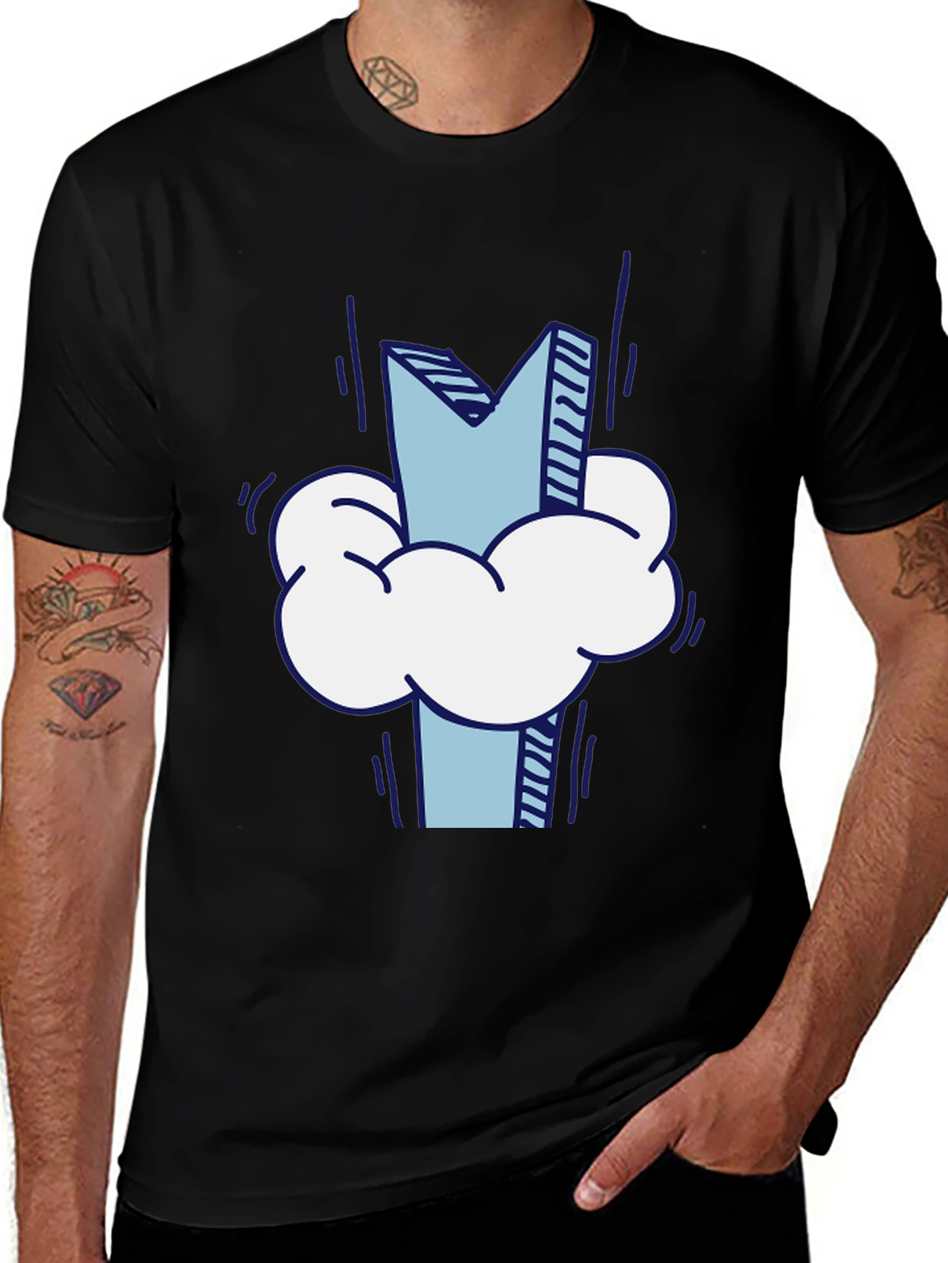 Variant 3 of Cloud Letter Tee - Stylish Graphic Print T-Shirt