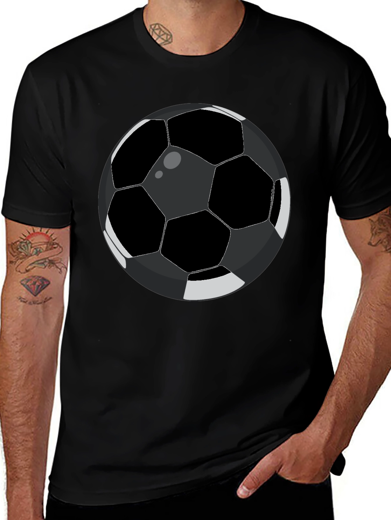 Variant 5 of Soccer Ball Graphic Tee - Black Cotton T-Shirt