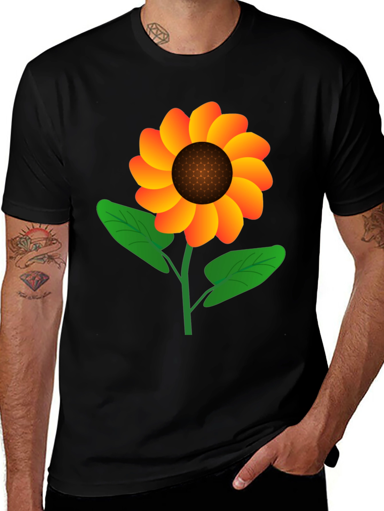 Variant 4 of Sunflower Graphic Tee - Black Cotton Blend