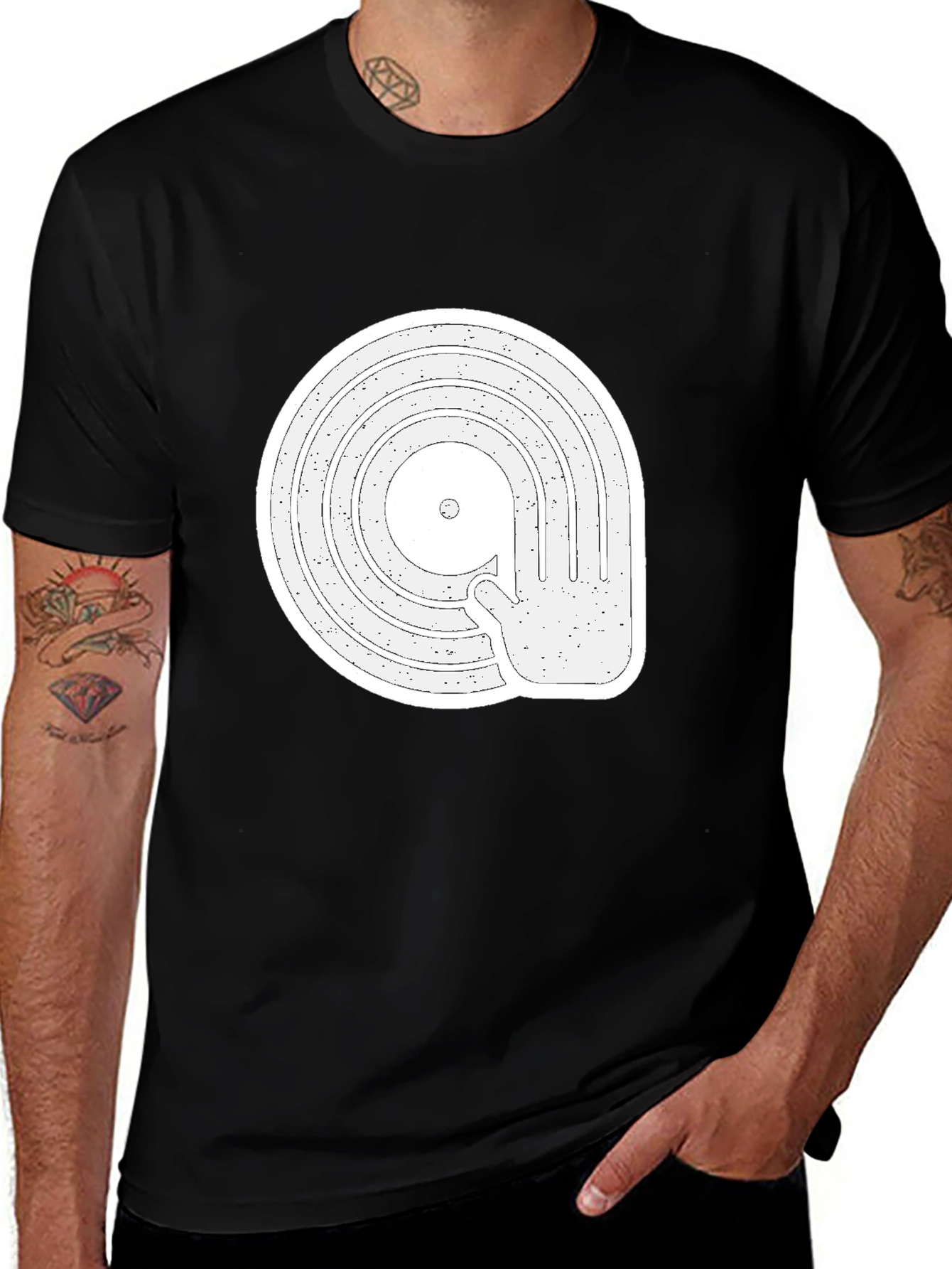 Variant 15 of Vinyl Record DJ Hand Graphic Tee - Black