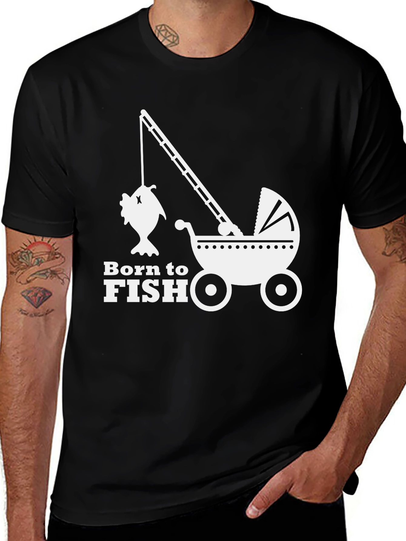 Variant 26 of Born to Fish Baby Stroller T-Shirt