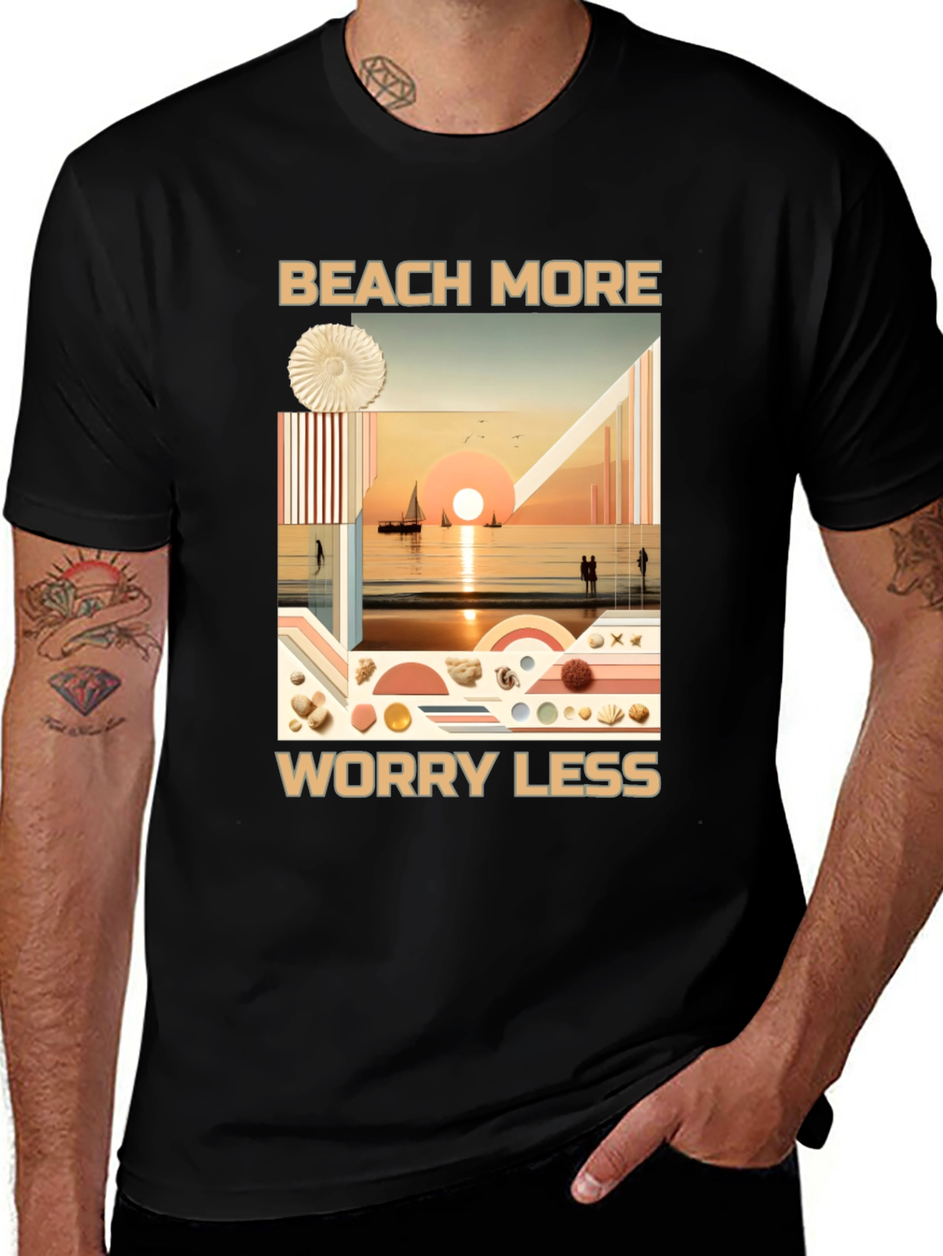 Black Beach More Worry Less Graphic Tee main image