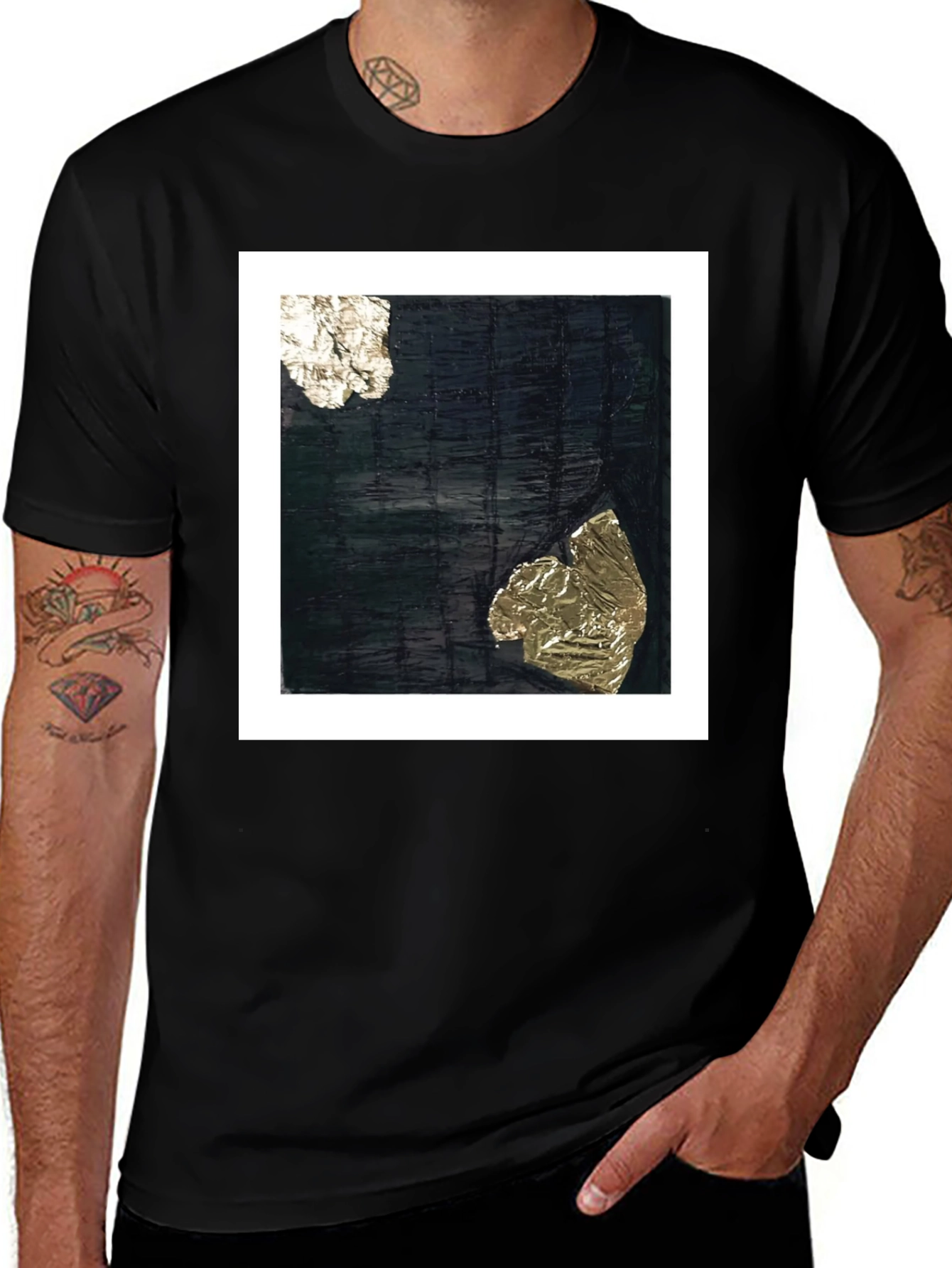 Variant 5 of Abstract Art Tee - Black Cotton Crew Neck T-Shirt