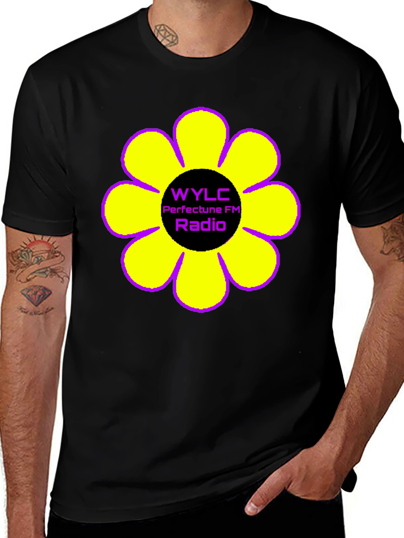 WYLC Perfectune FM Radio Black T-Shirt