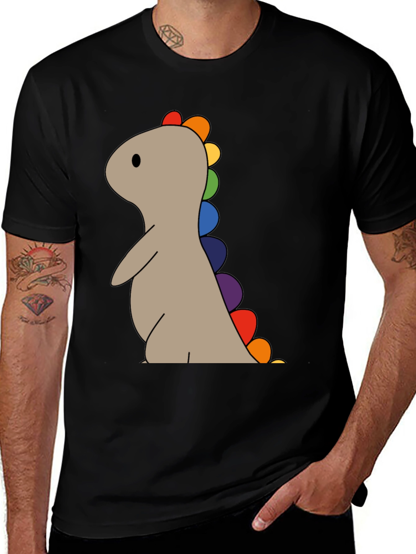 Variant 11 of Rainbow Dino T-Shirt - Cute & Playful Design
