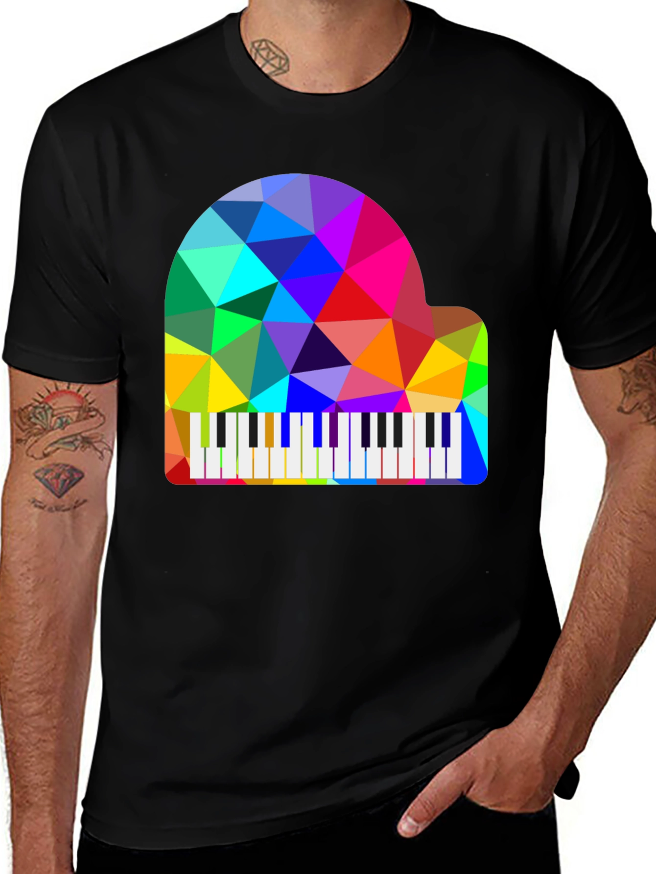 Variant 9 of Colorful Geometric Piano Graphic T-Shirt