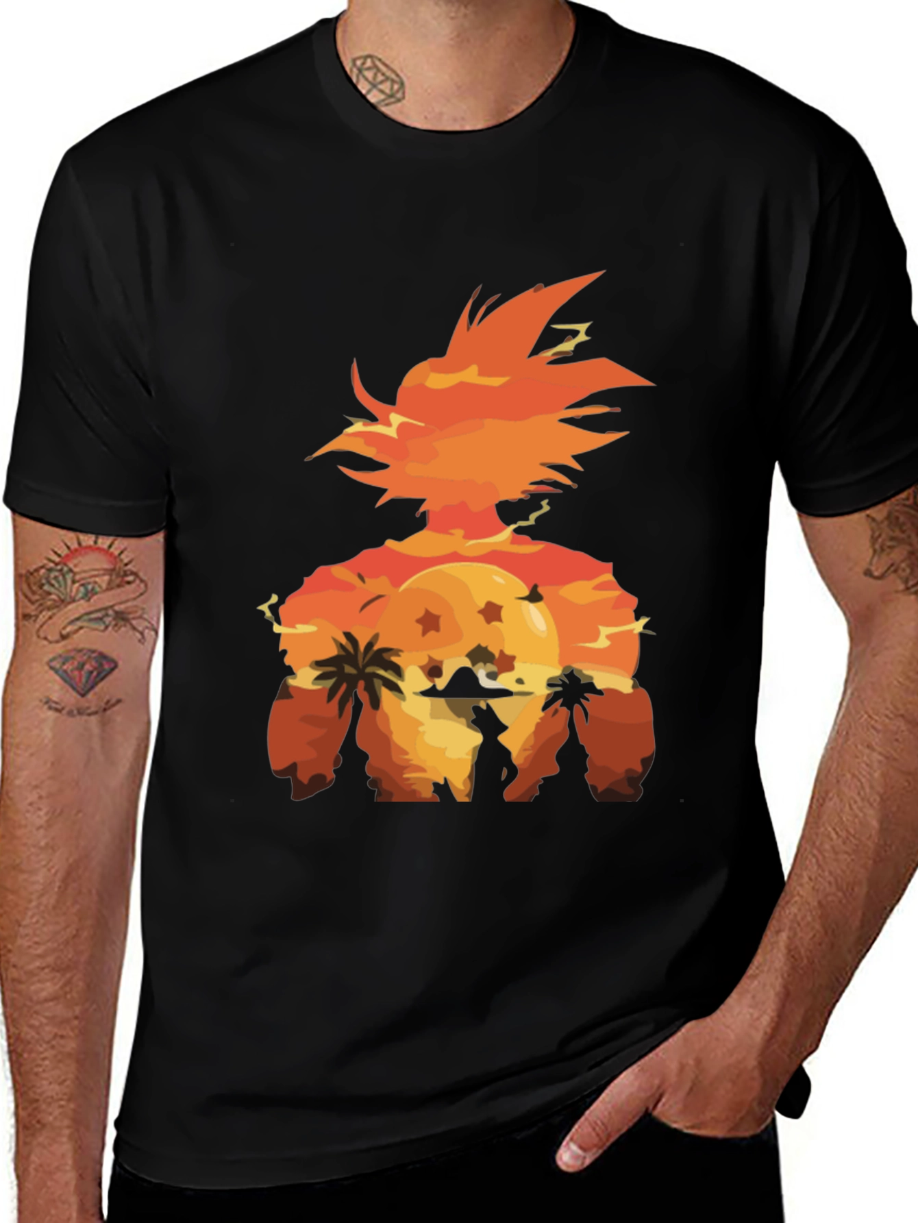 Variant 17 of Goku Sunset Graphic Tee - Anime Style