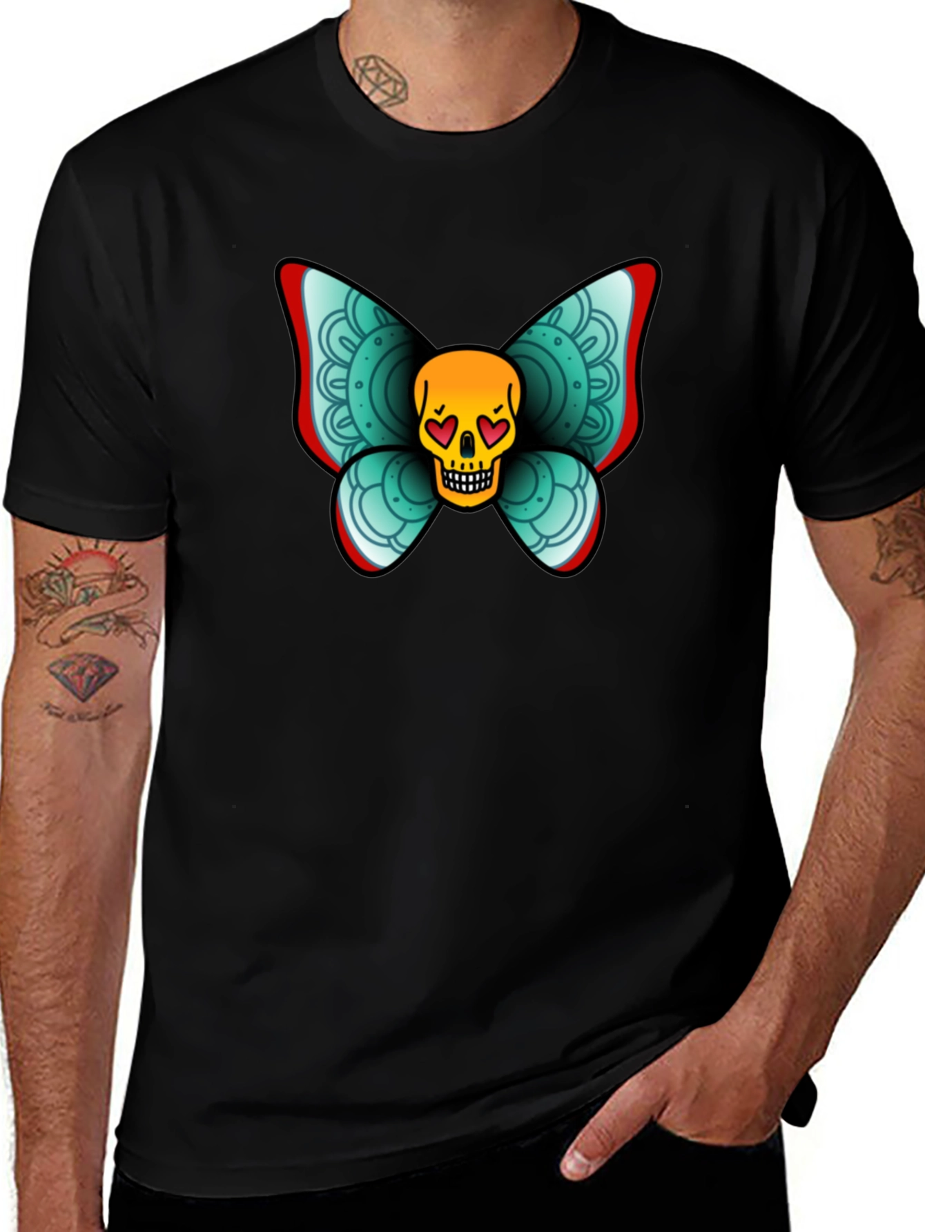 Variant 24 of Skull Butterfly Graphic Tee - Black Cotton T-Shirt