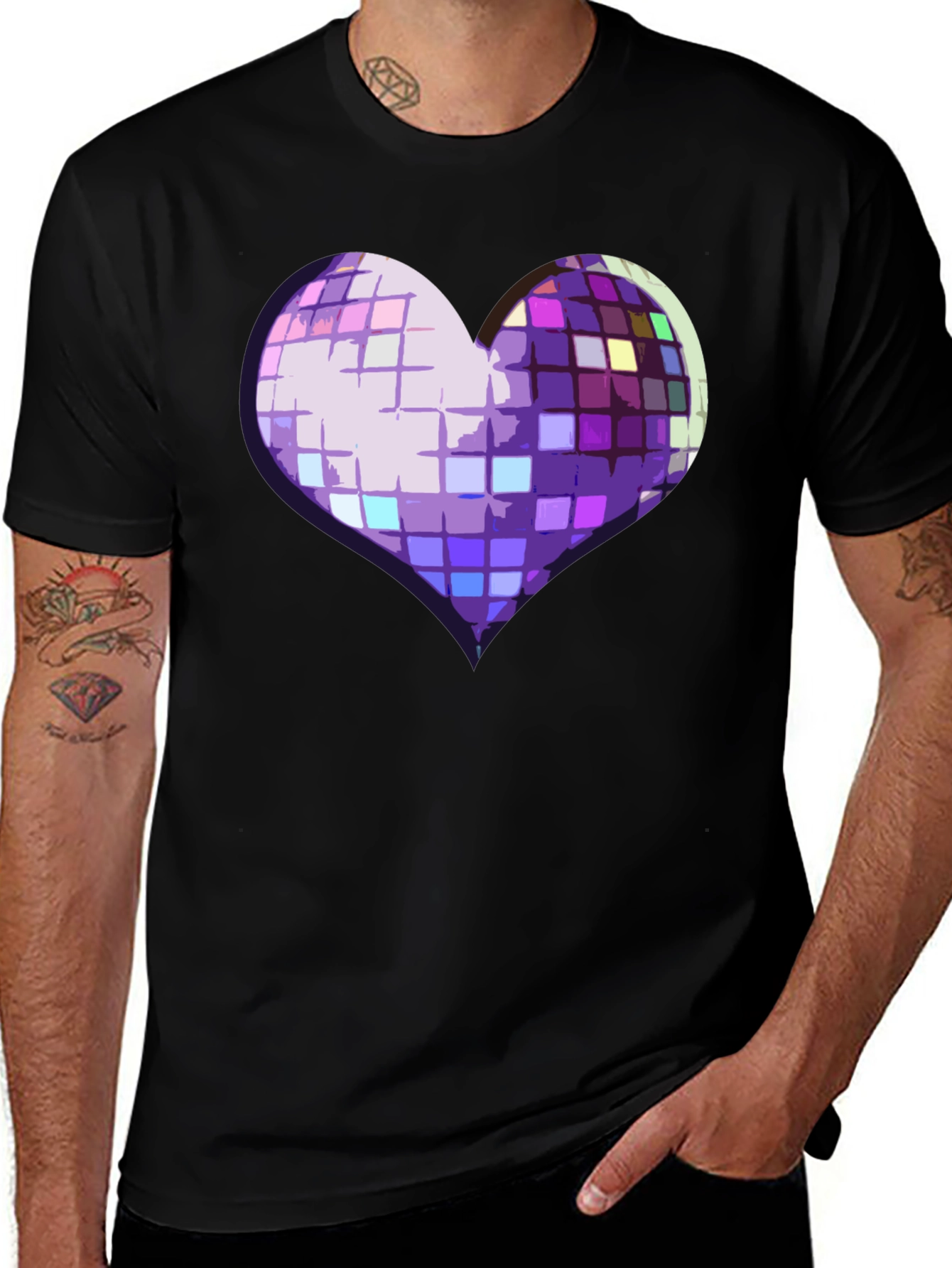 Variant 18 of Disco Heart Graphic Tee - Stylish Party Shirt