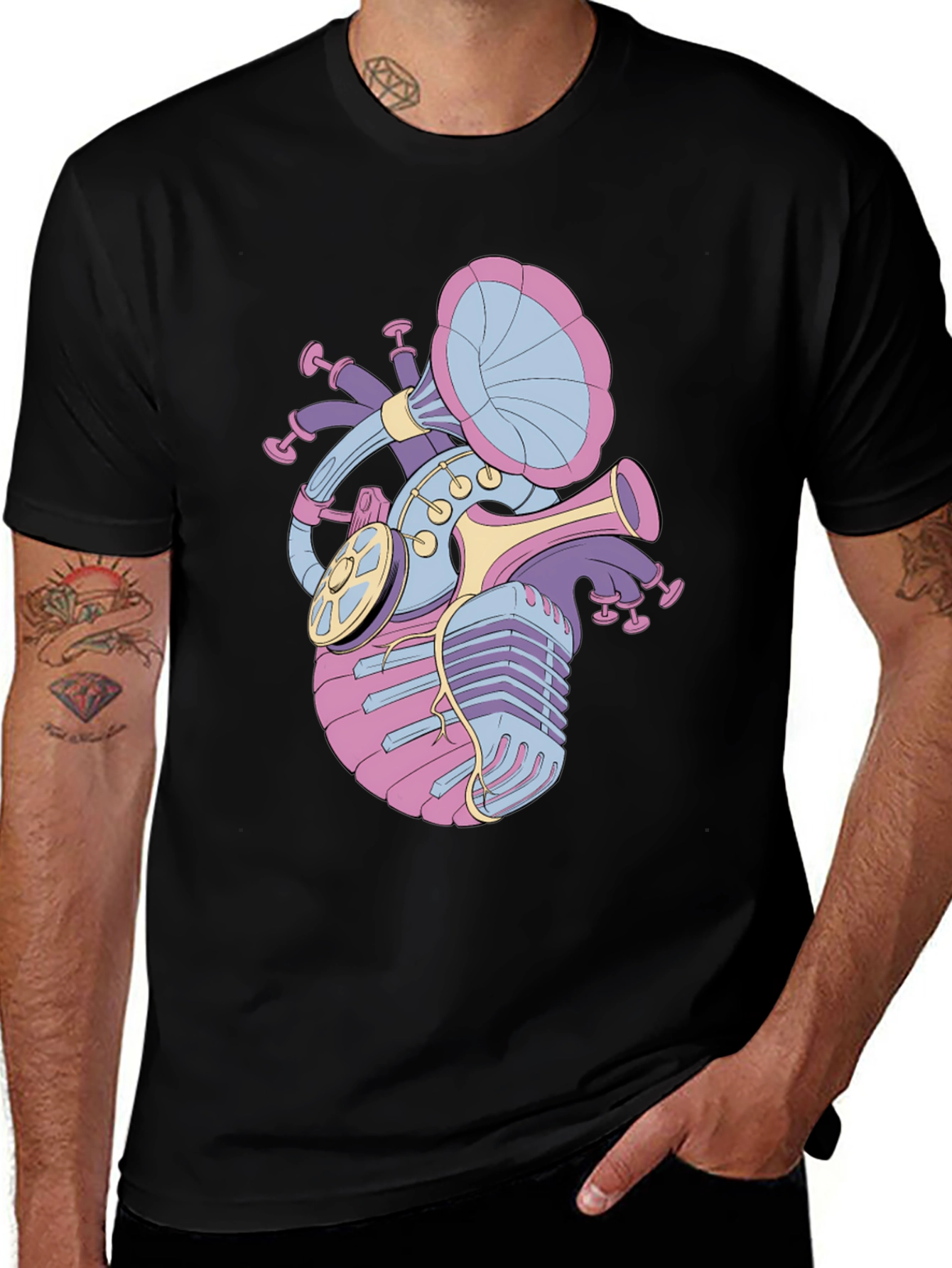 Variant 21 of Musical Heart Graphic Tee - Black Unisex T-Shirt