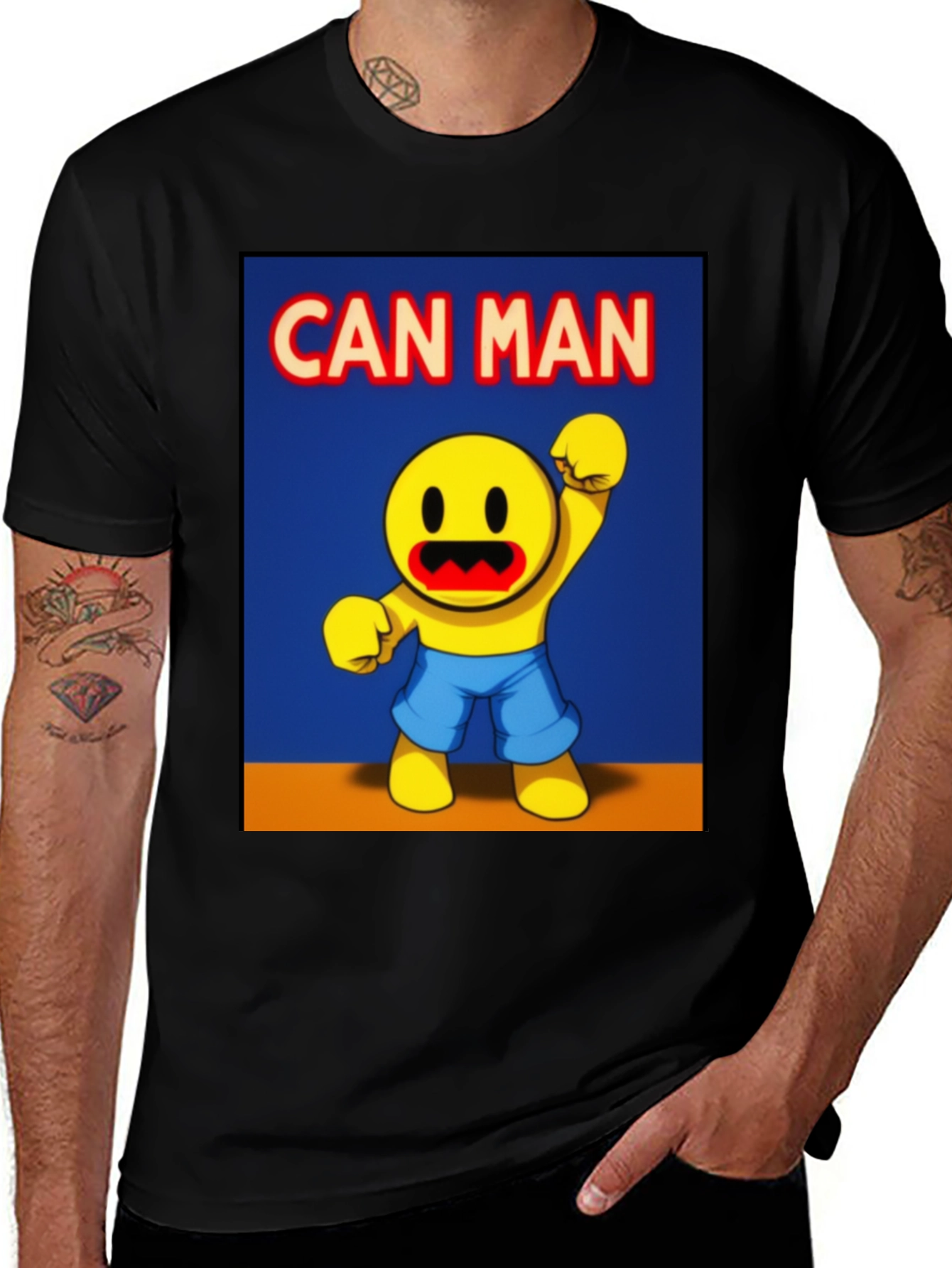 Variant 29 of Can Man Graphic Tee - Black Cotton Blend