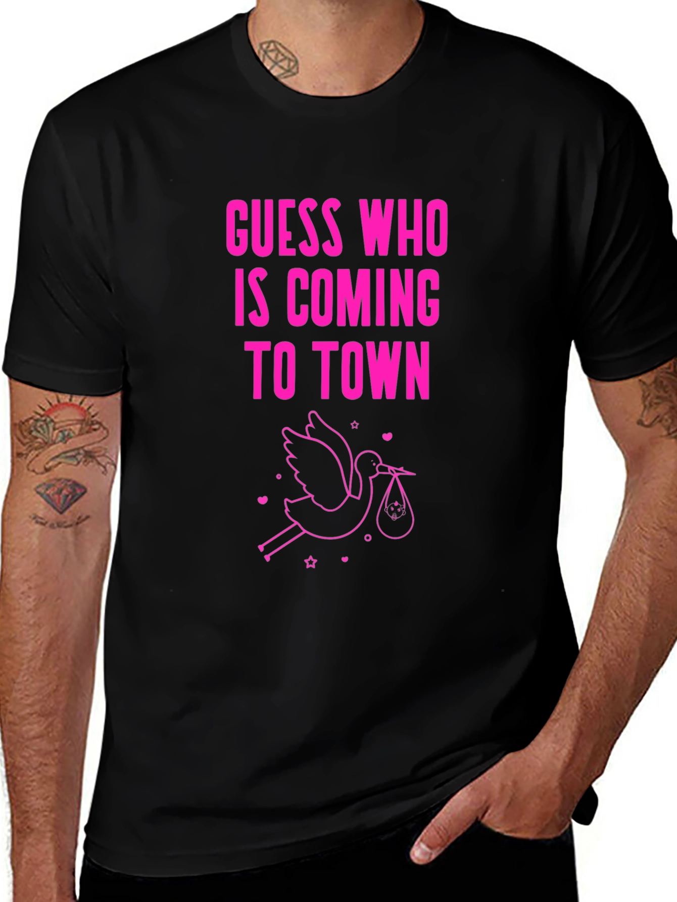 Variant 9 of Guess Who's Coming to Town Baby Announcement T-Shirt