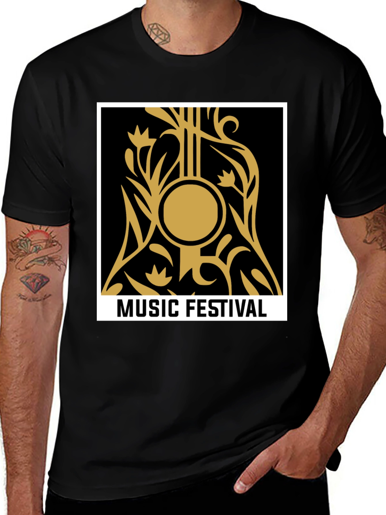 Variant 7 of Music Festival Graphic Black Tee