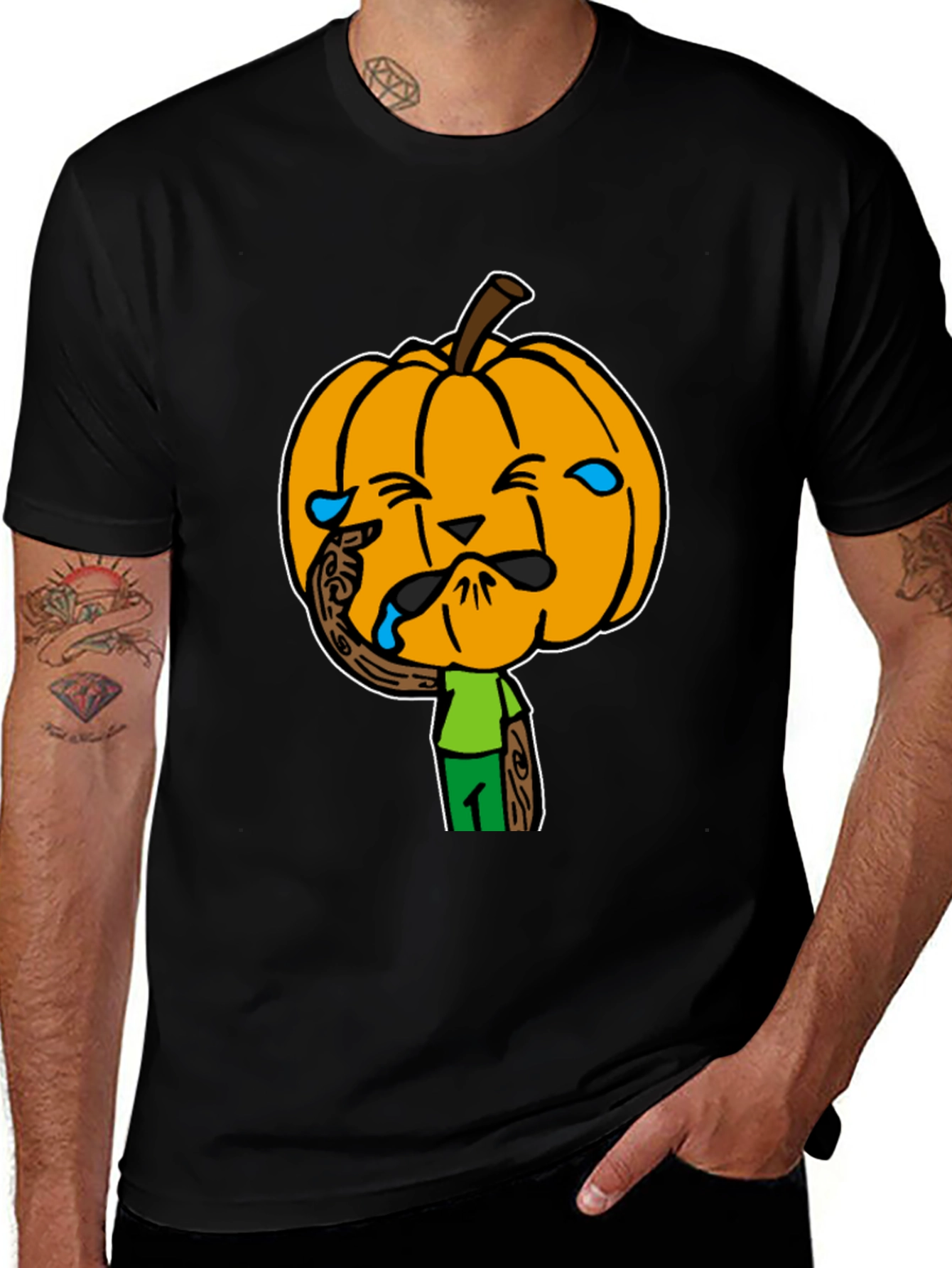 Variant 16 of Crying Pumpkin Head Black T-Shirt