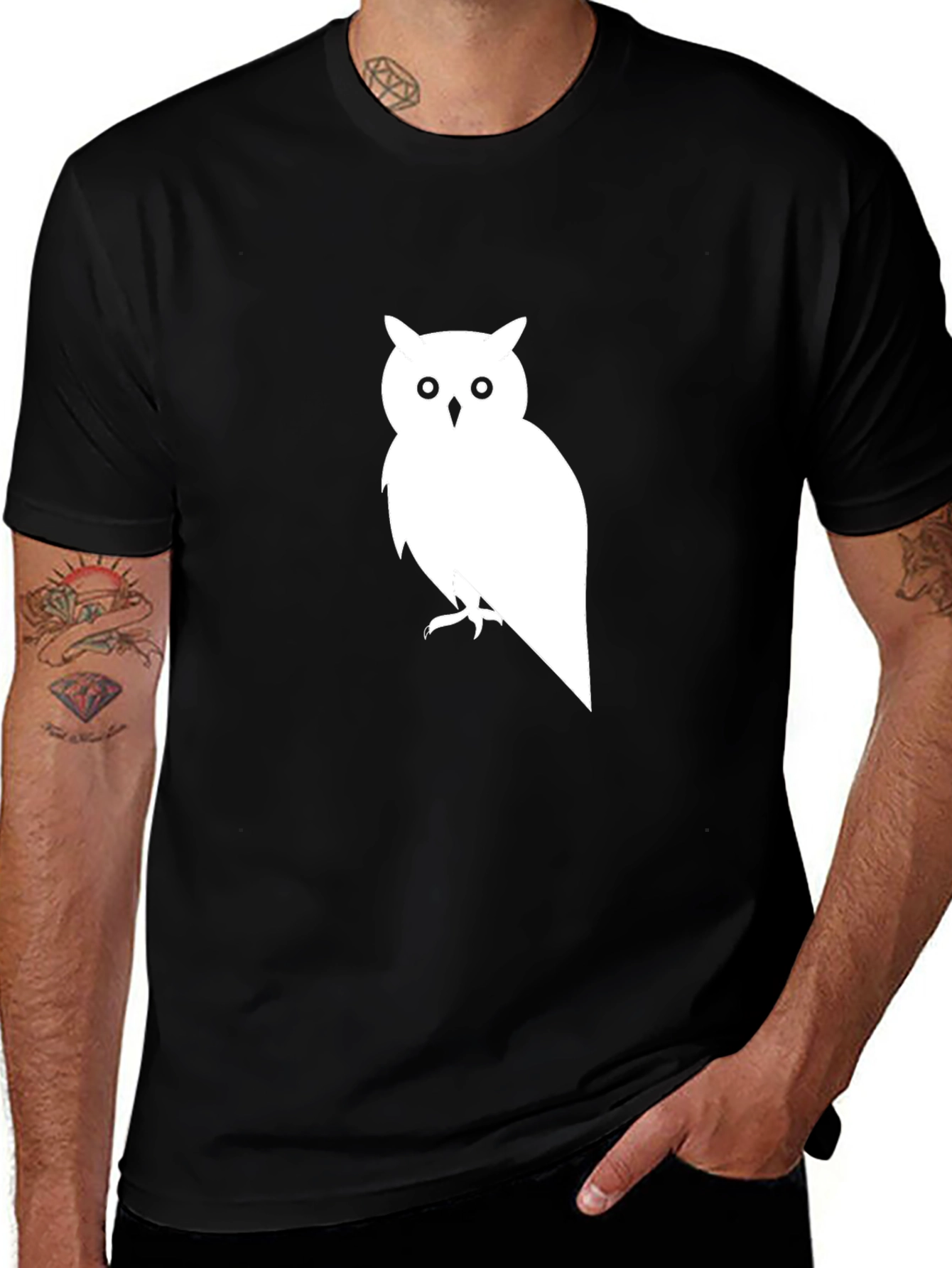 Variant 16 of Owl Graphic Print Black T-Shirt