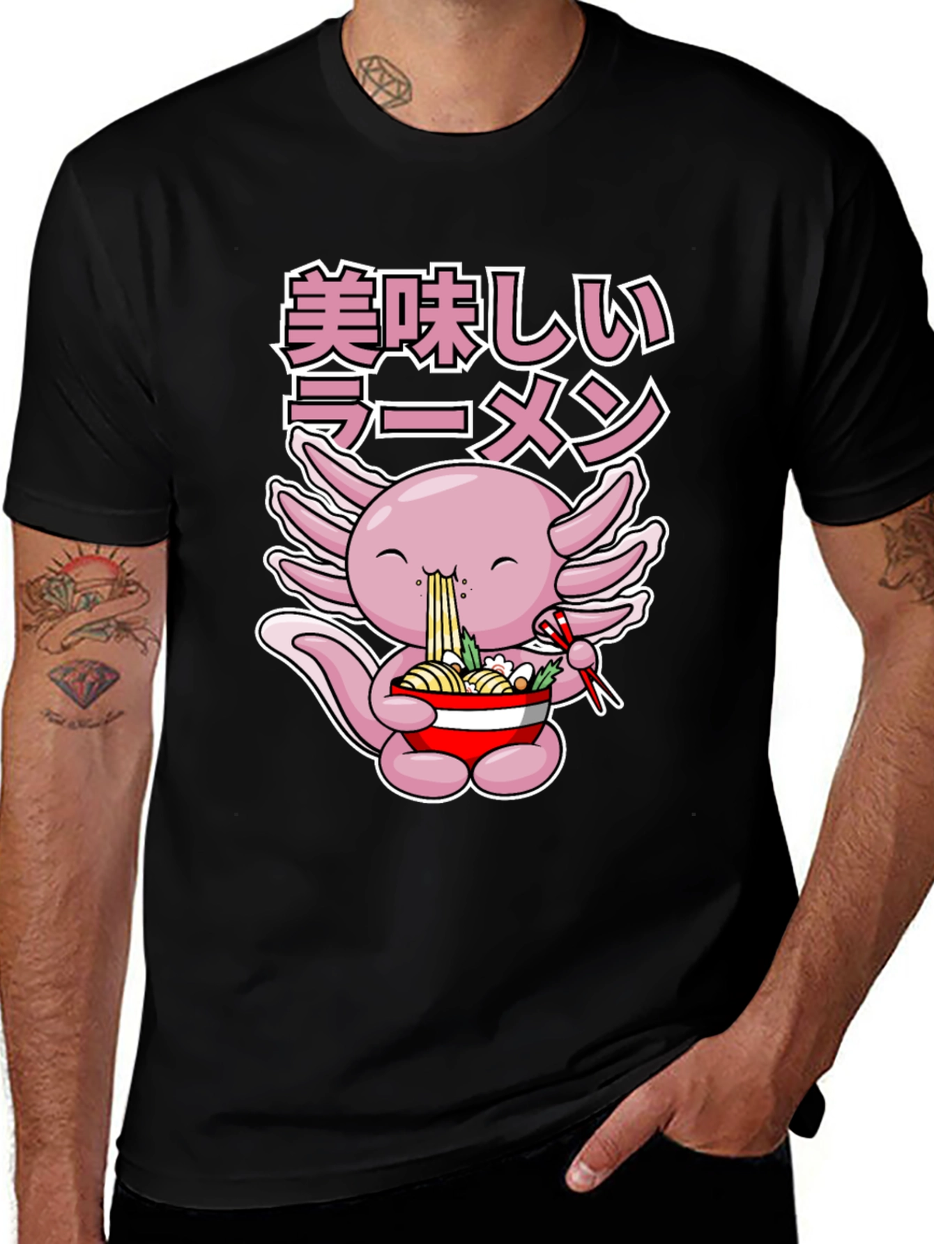 Variant 11 of Axolotl Ramen T-Shirt - Cute Anime Foodie Tee