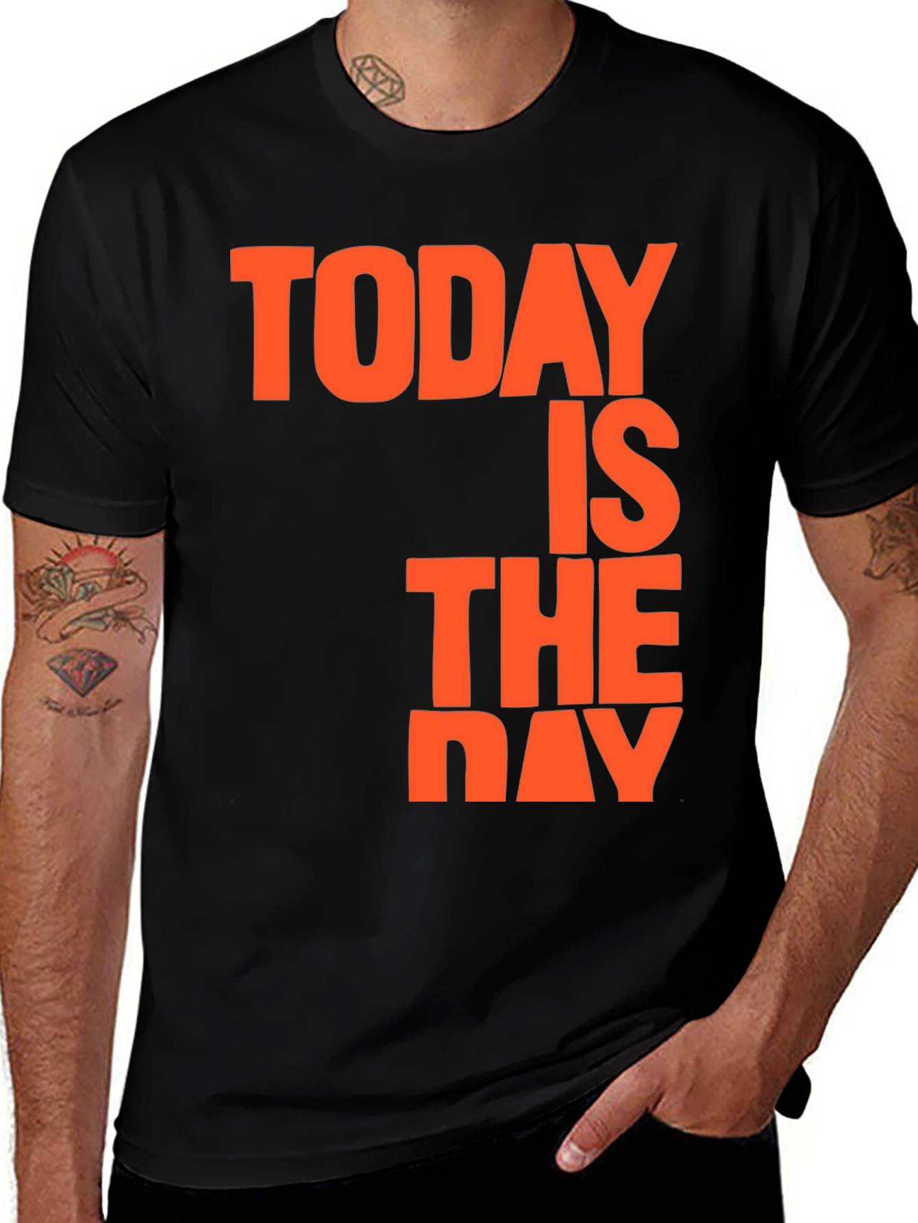 Variant 9 of Today Is The Day Graphic Tee - Black Cotton T-Shirt