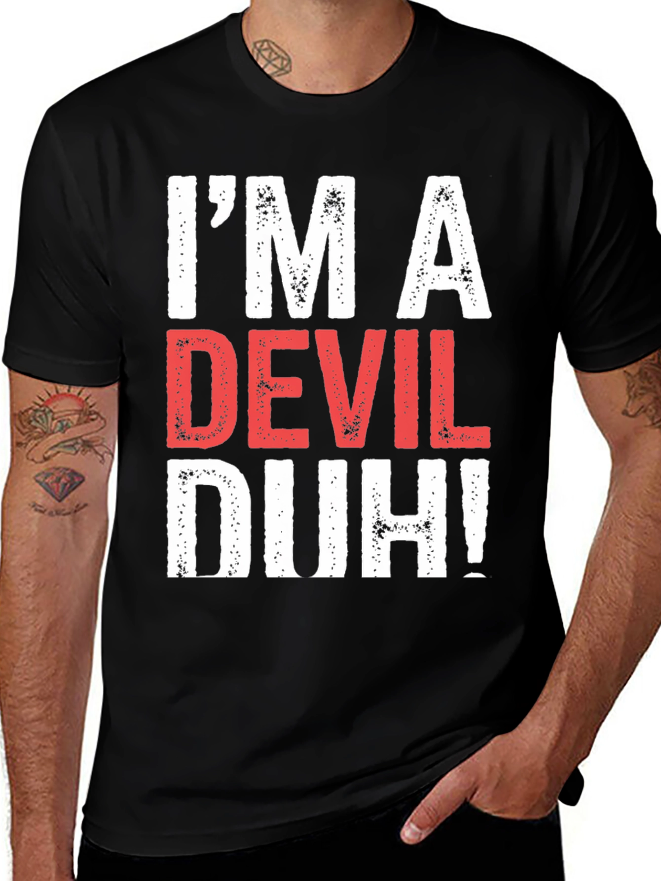 Variant 19 of I'm a Devil Duh! Graphic Tee -  Men's Black T-Shirt