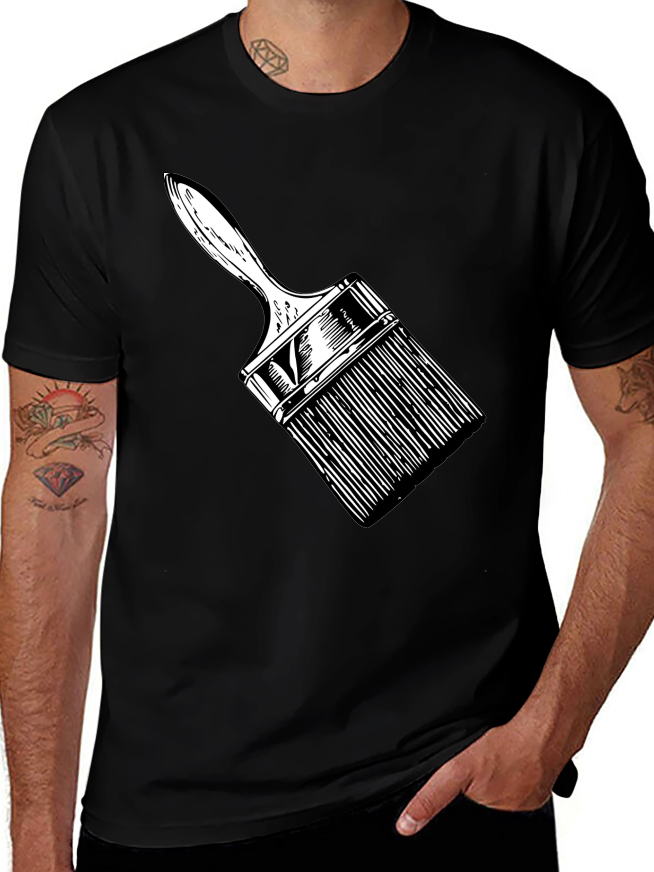 Variant 10 of Painter's Brush Graphic Tee - Black Cotton T-Shirt