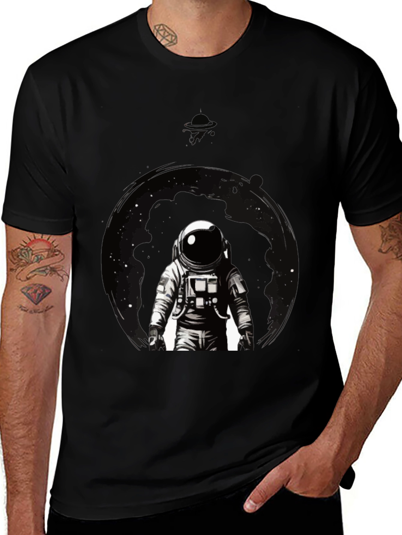 Variant 4 of Astronaut in Space T-Shirt - Black Graphic Tee