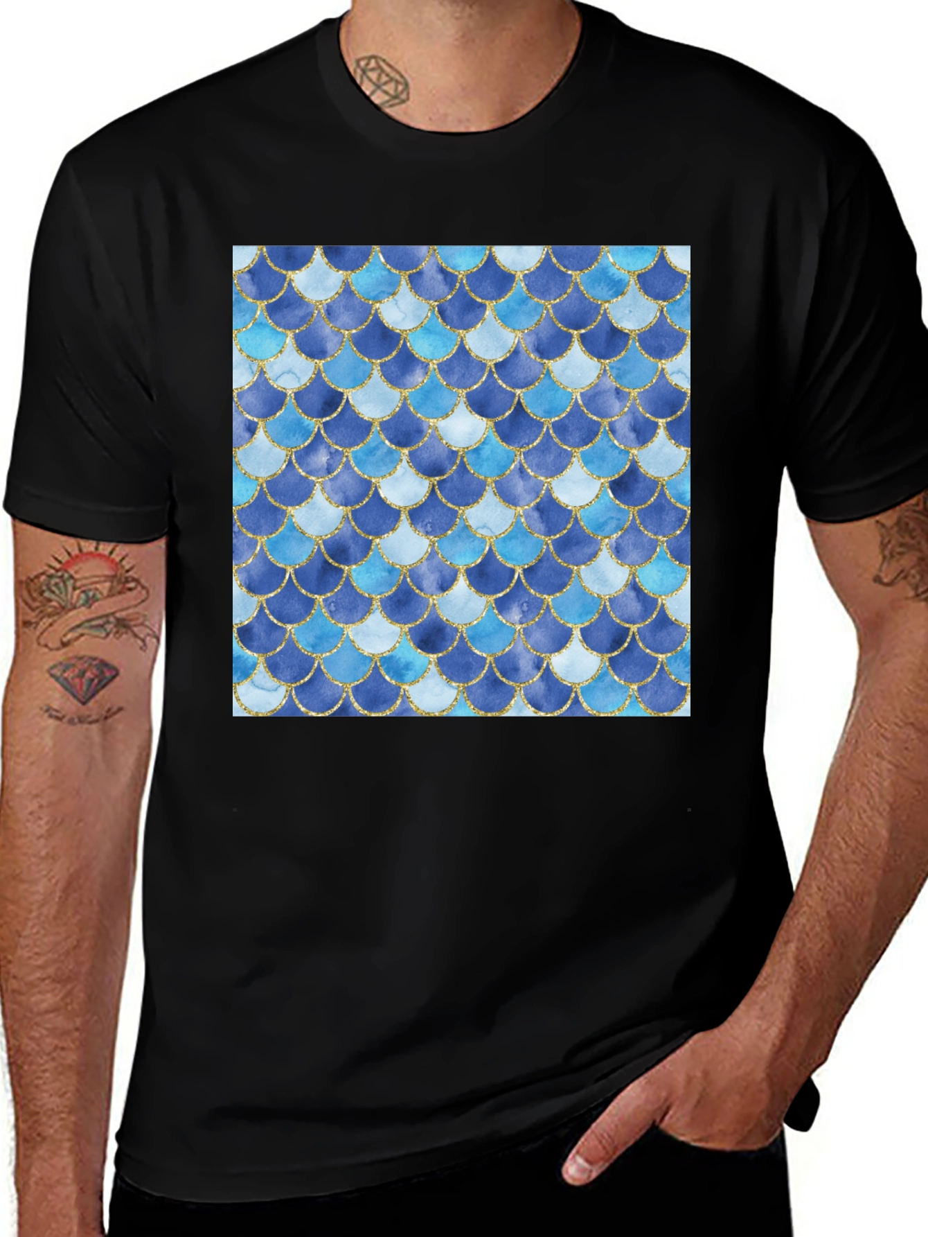 Variant 29 of Blue Mermaid Scale T-Shirt: Ocean-Inspired Style