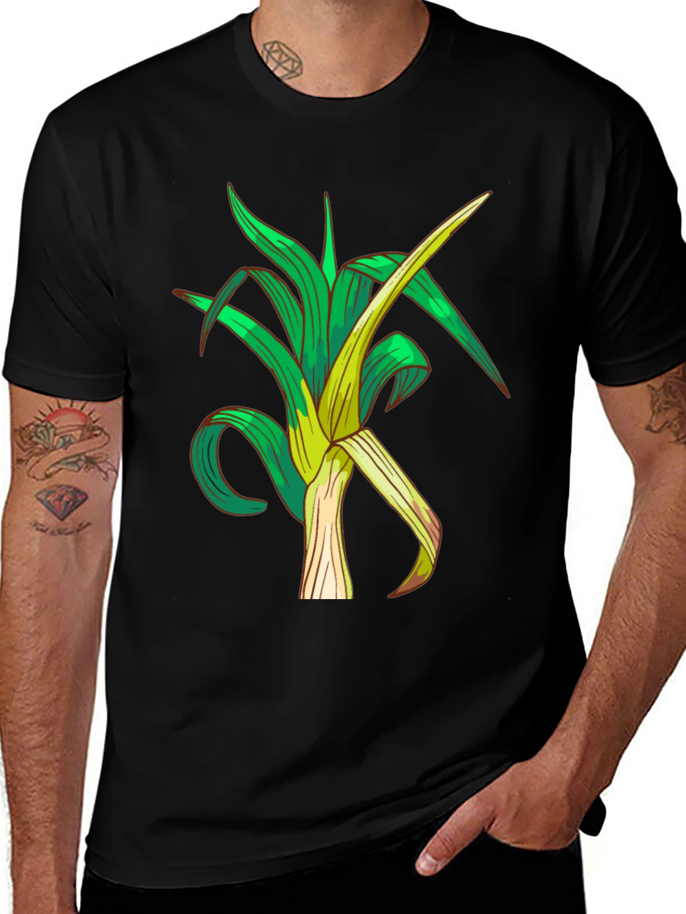 Leek Graphic Tee - Stylish Vegetable Print