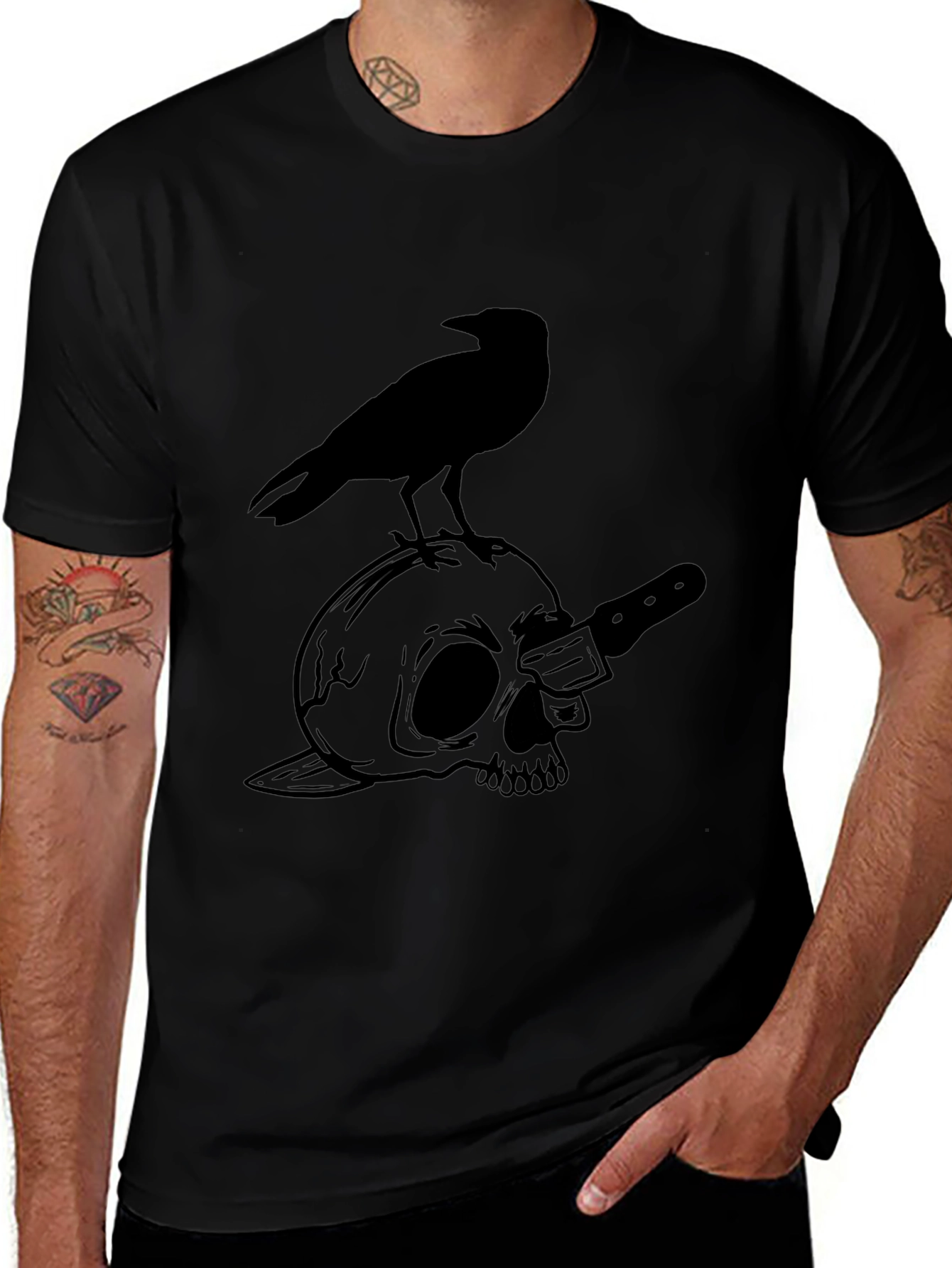 Raven Skull Tee - Goth Style Graphic T-Shirt