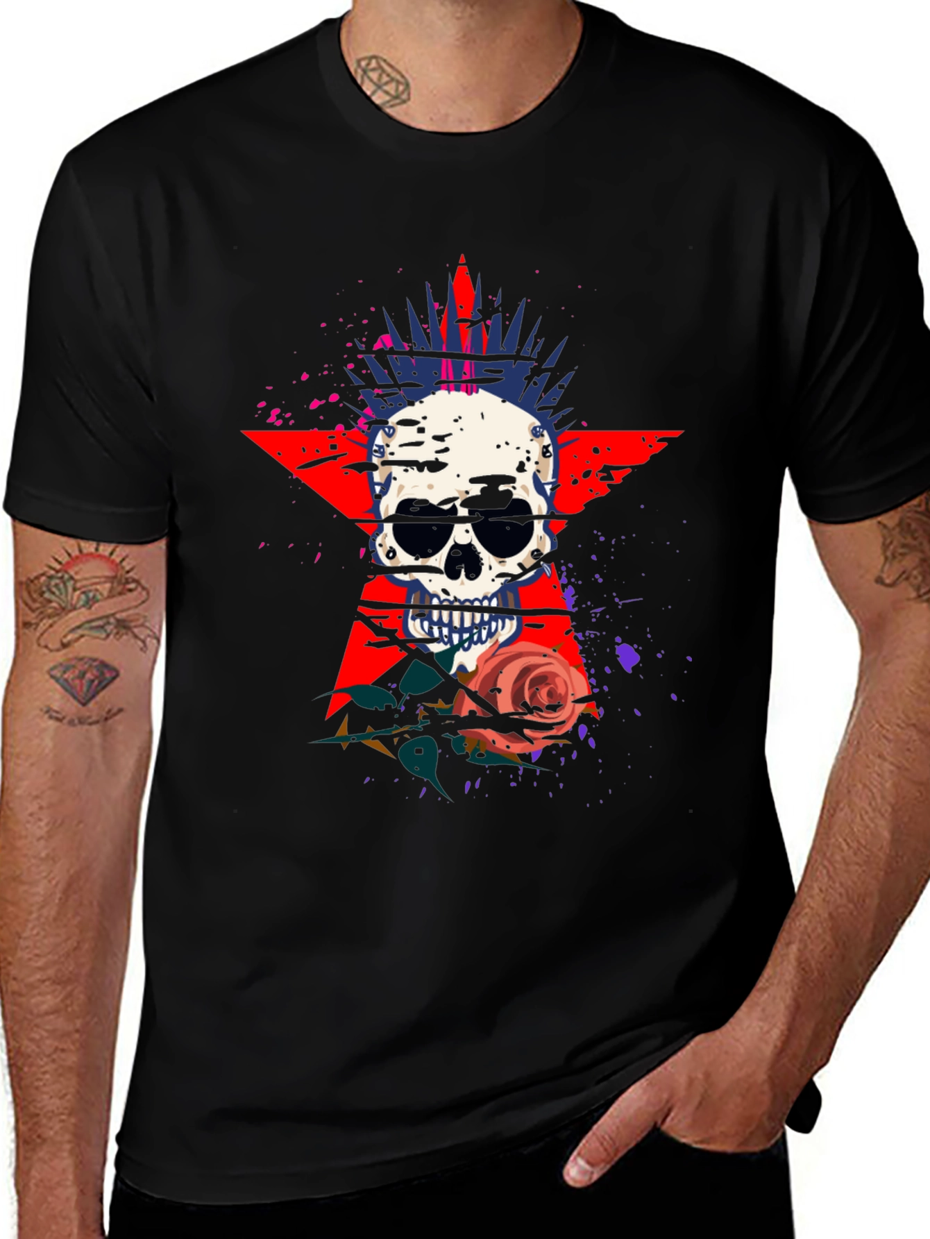 Skull & Rose Graphic Black T-Shirt