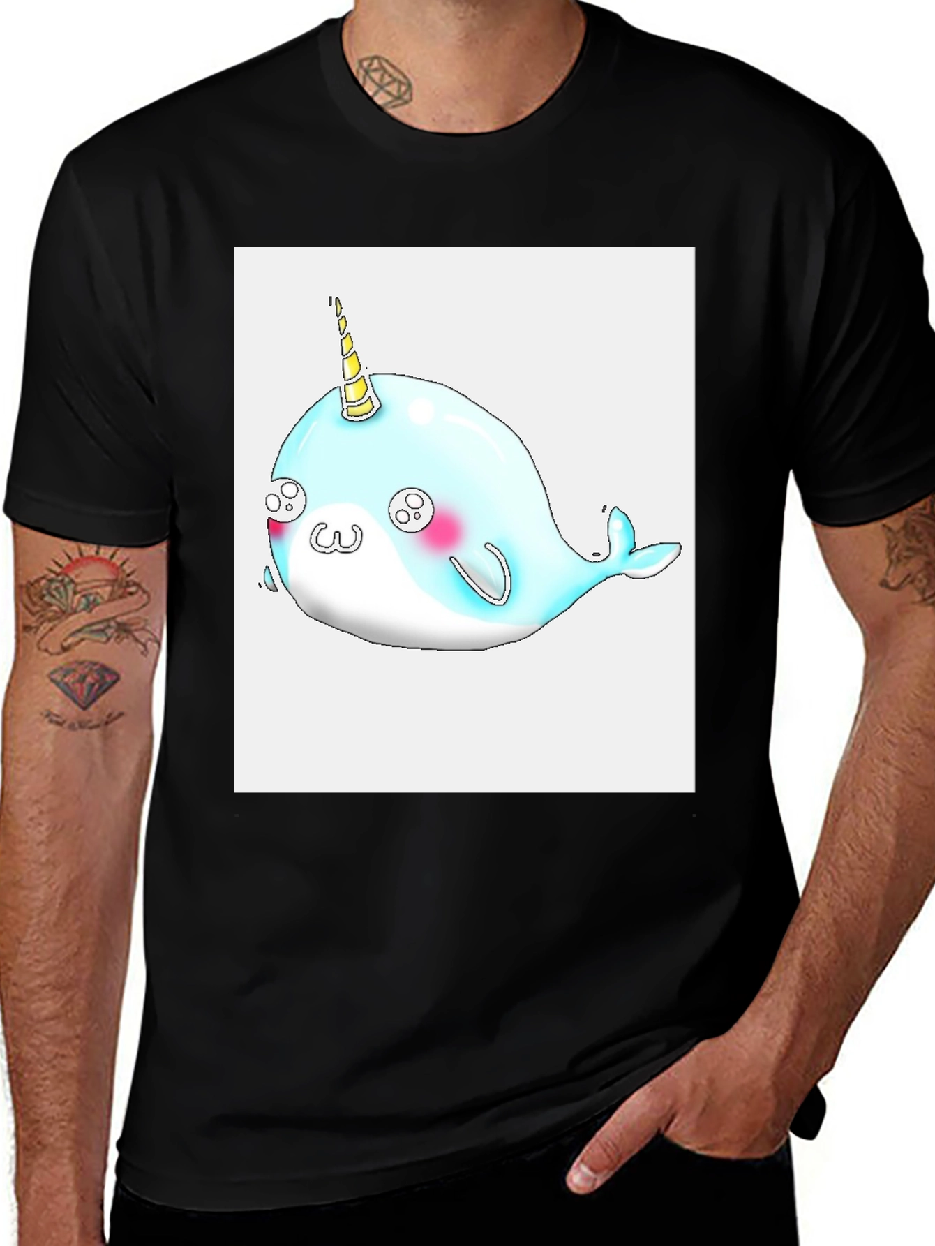 Narwhal Unicorn Black T-Shirt