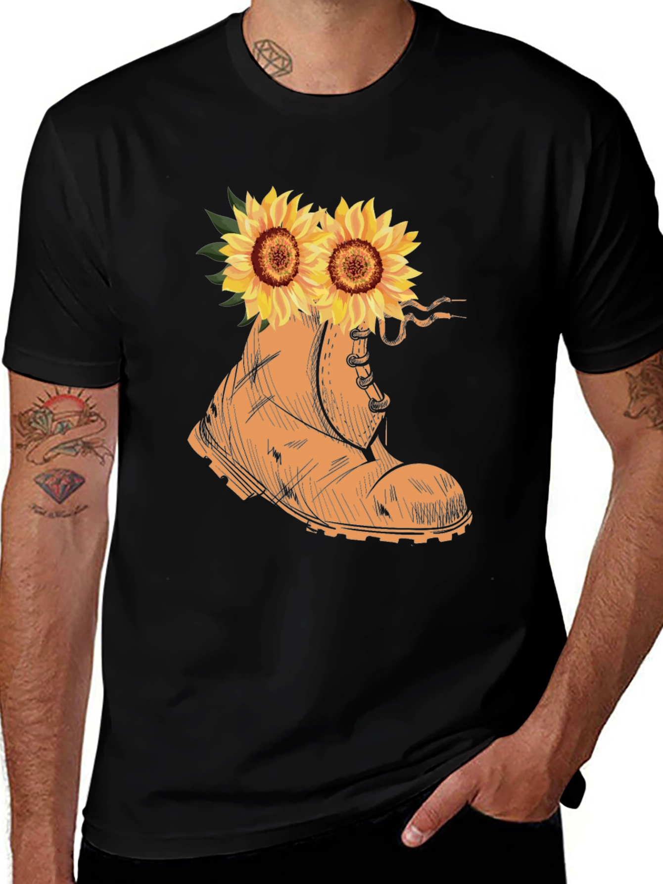 Sunflower Boot Graphic Tee - Stylish Unisex T-Shirt