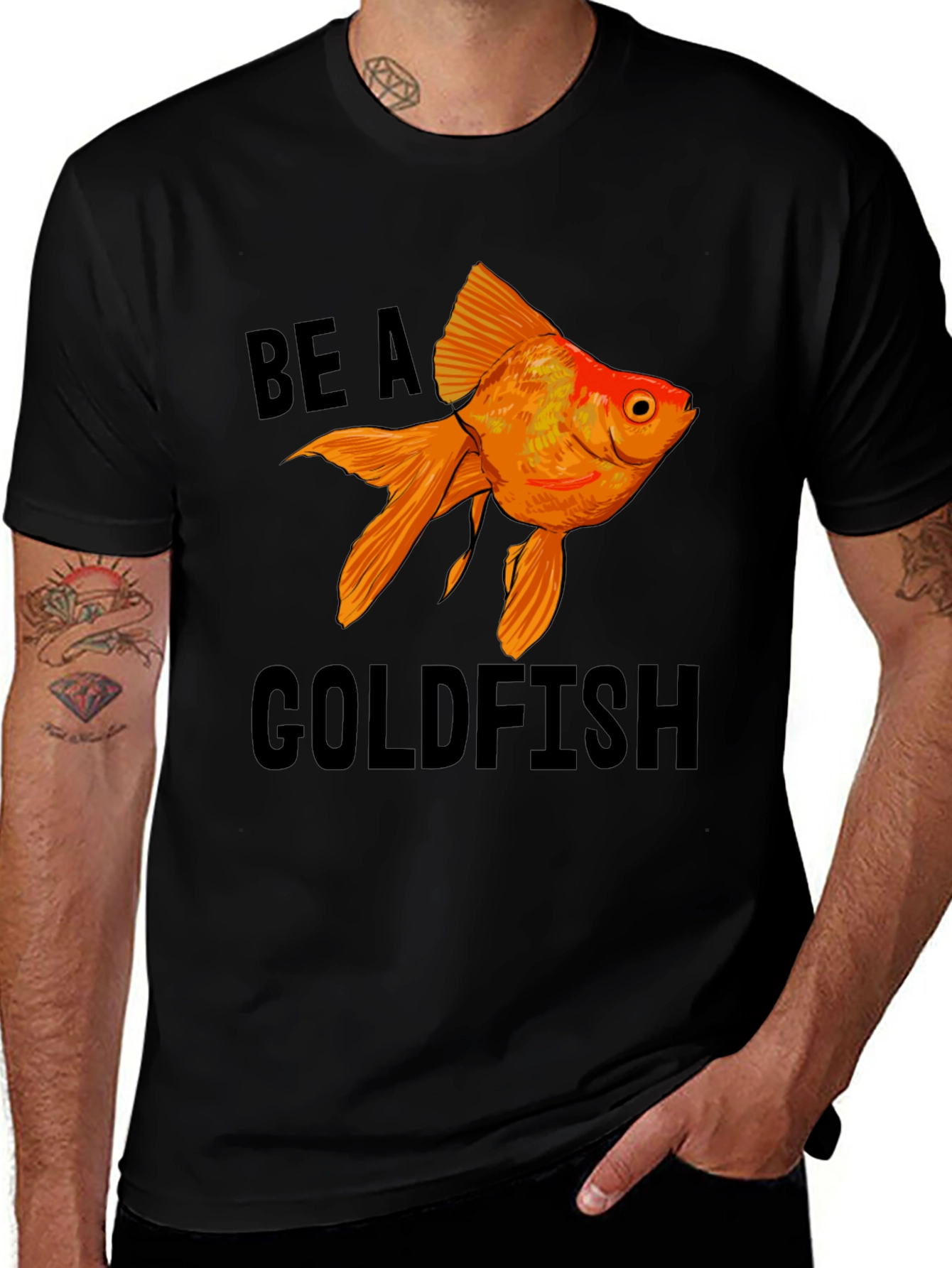 Variant 16 of Be A Goldfish Black T-Shirt